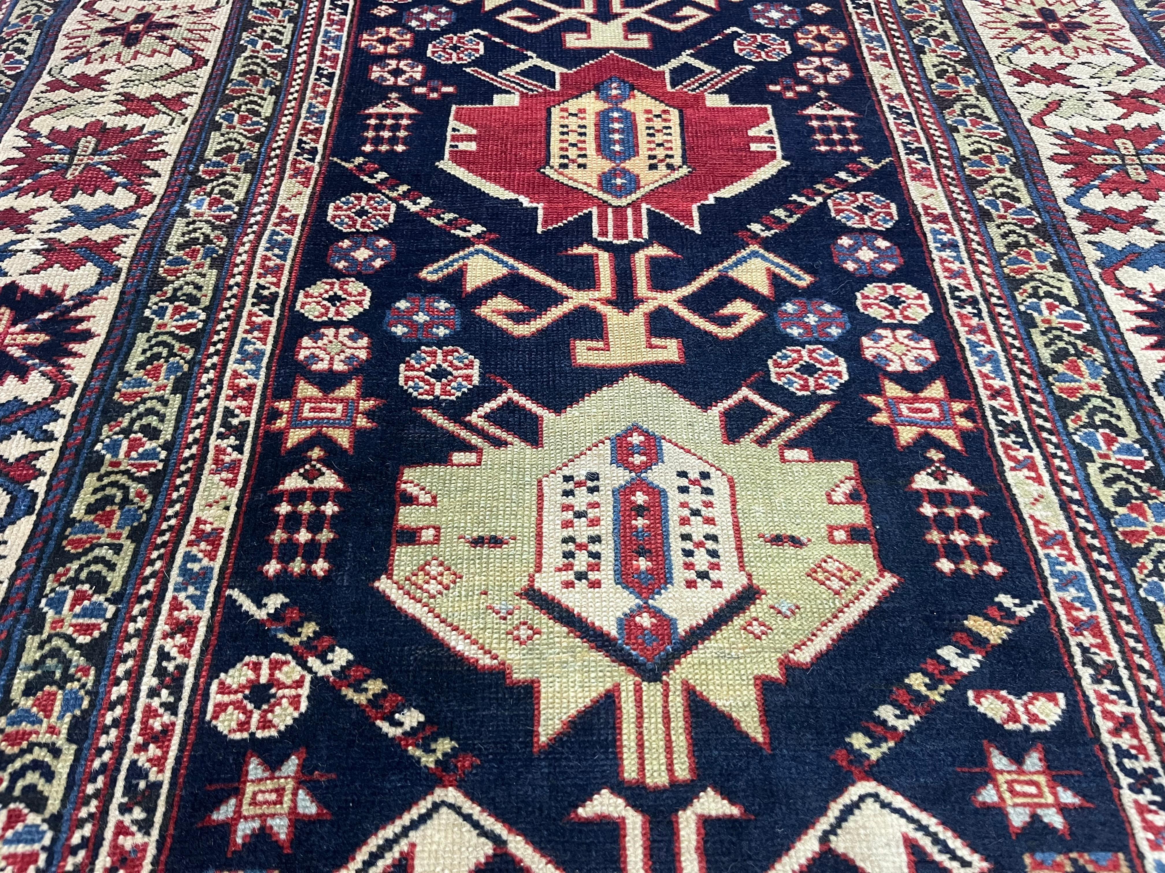 Perse Tapis ancien caucasien Shirvan 3'5 x 10'0