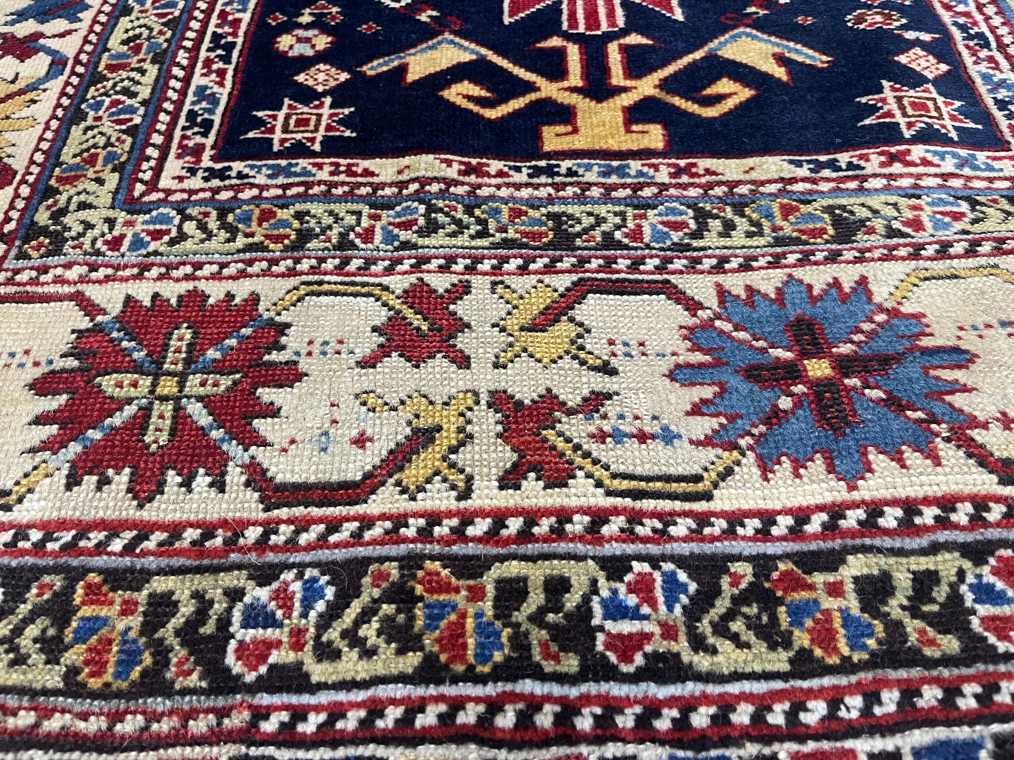 XIXe siècle Tapis ancien caucasien Shirvan 3'5 x 10'0