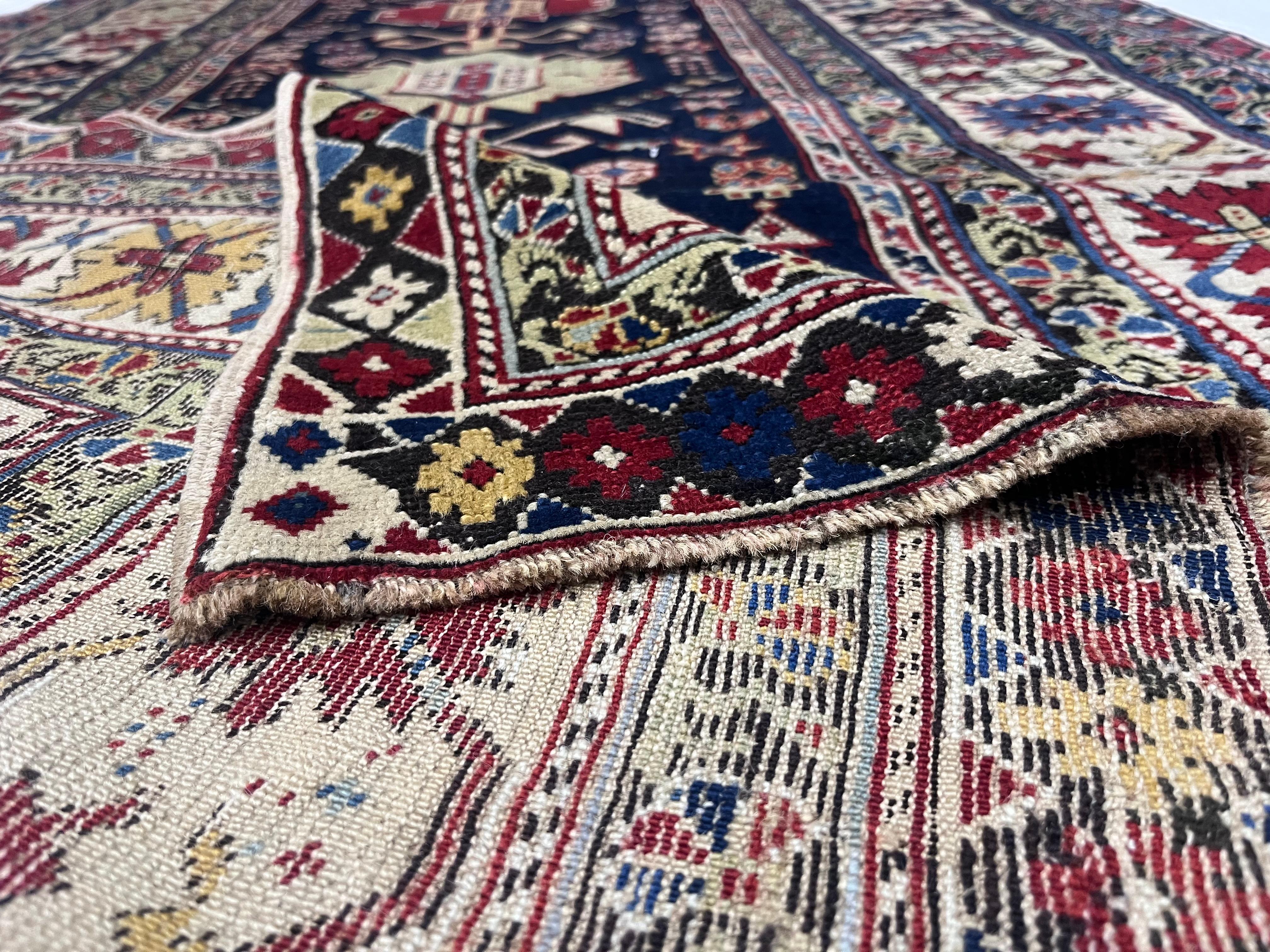Laine Tapis ancien caucasien Shirvan 3'5 x 10'0