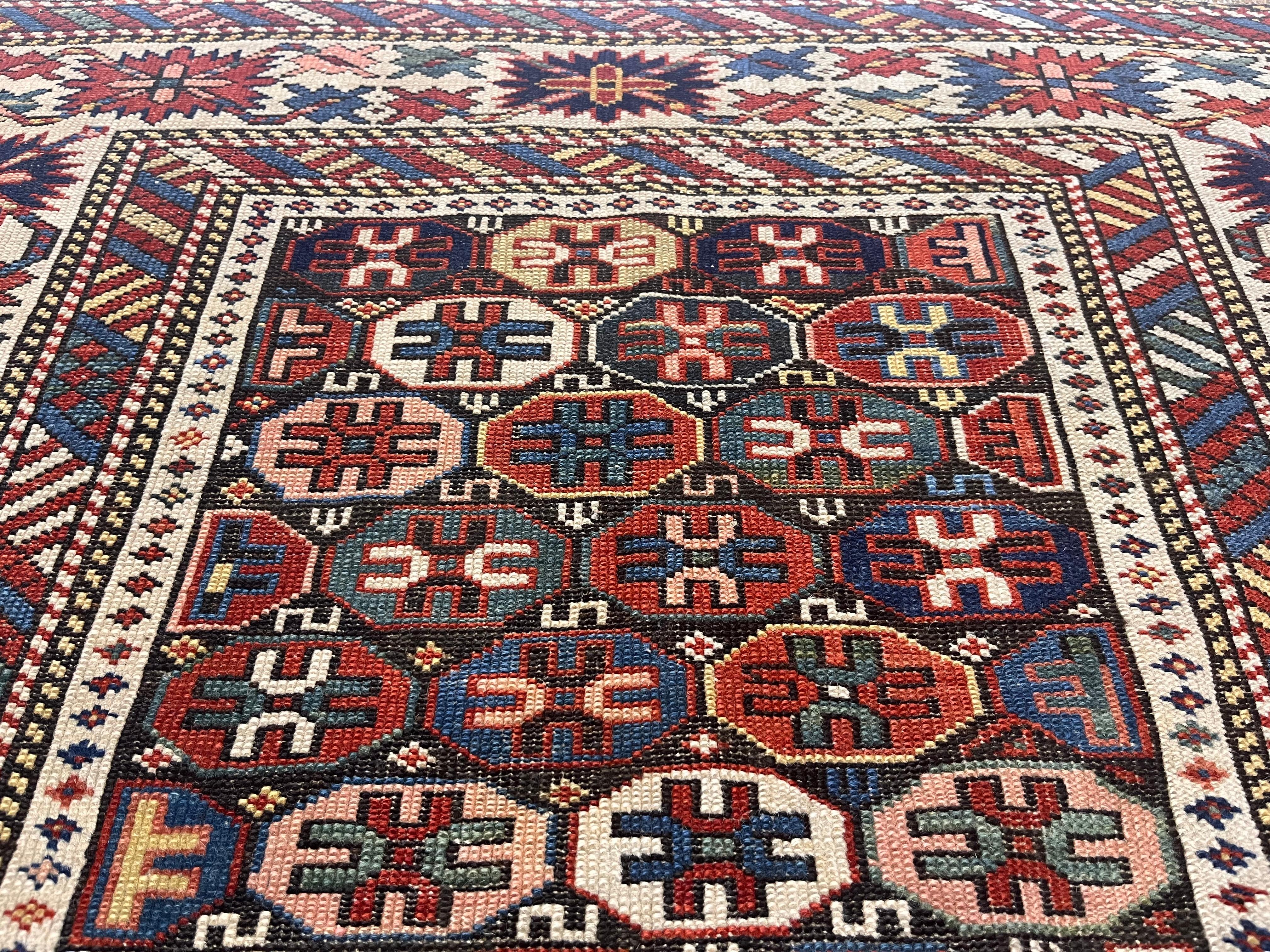 Caucasien Tapis ancien caucasien Shirvan 3'6