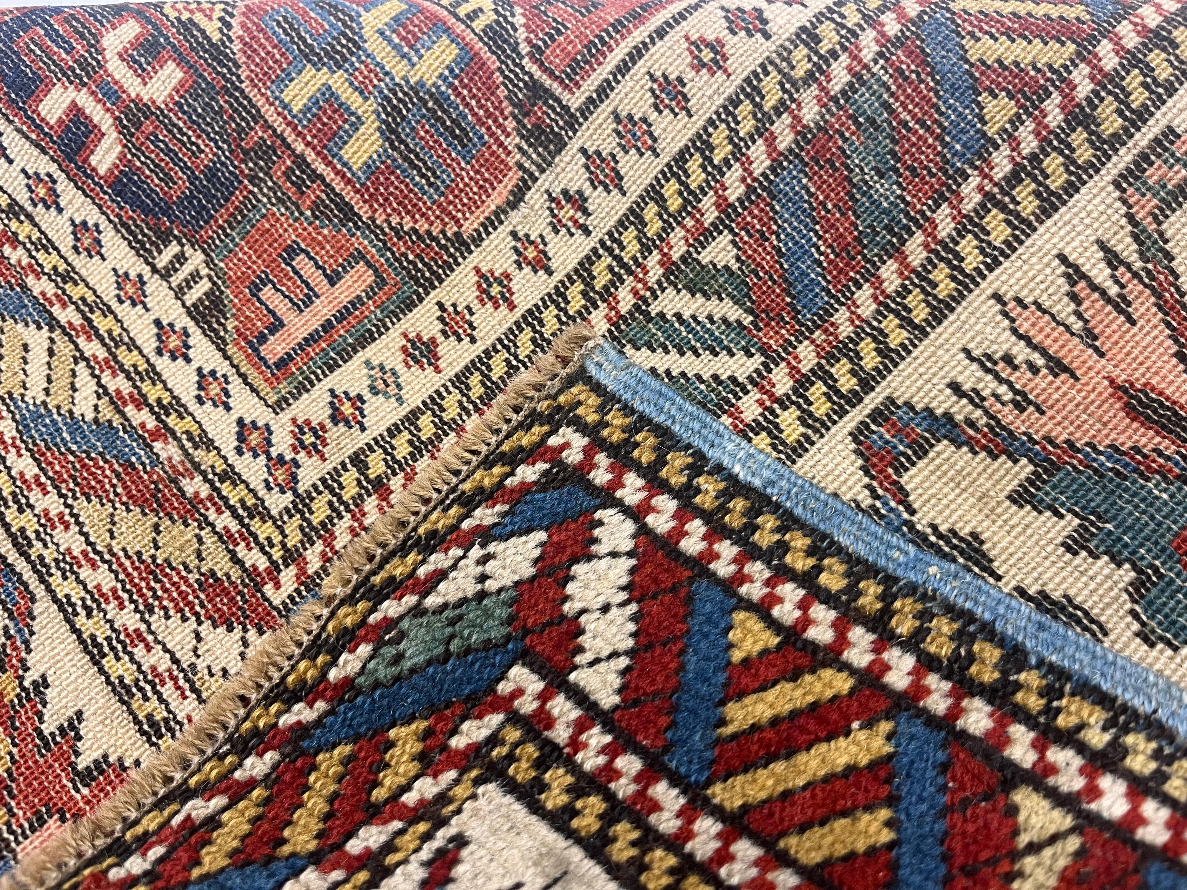XIXe siècle Tapis ancien caucasien Shirvan 3'6