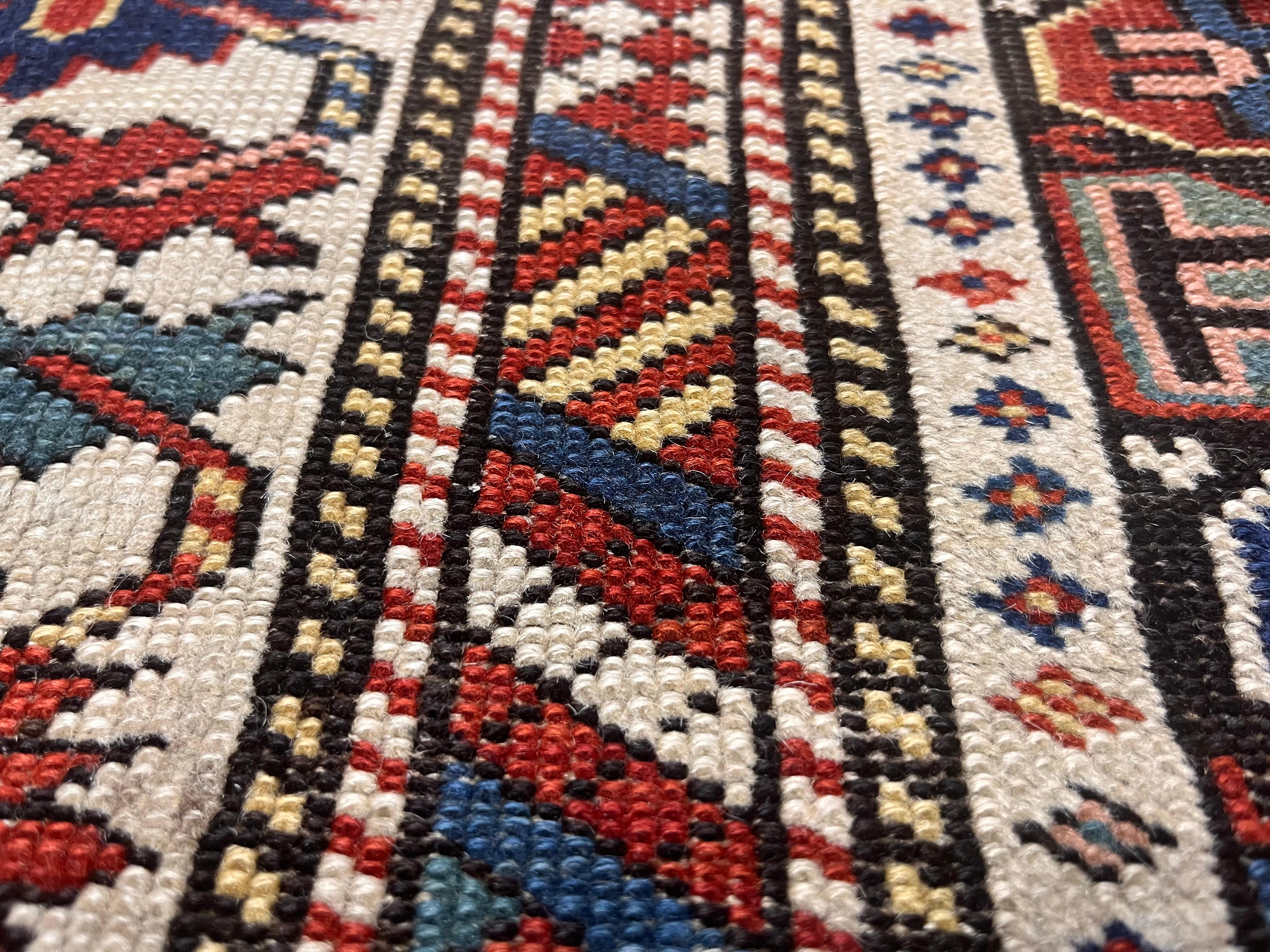 Laine Tapis ancien caucasien Shirvan 3'6