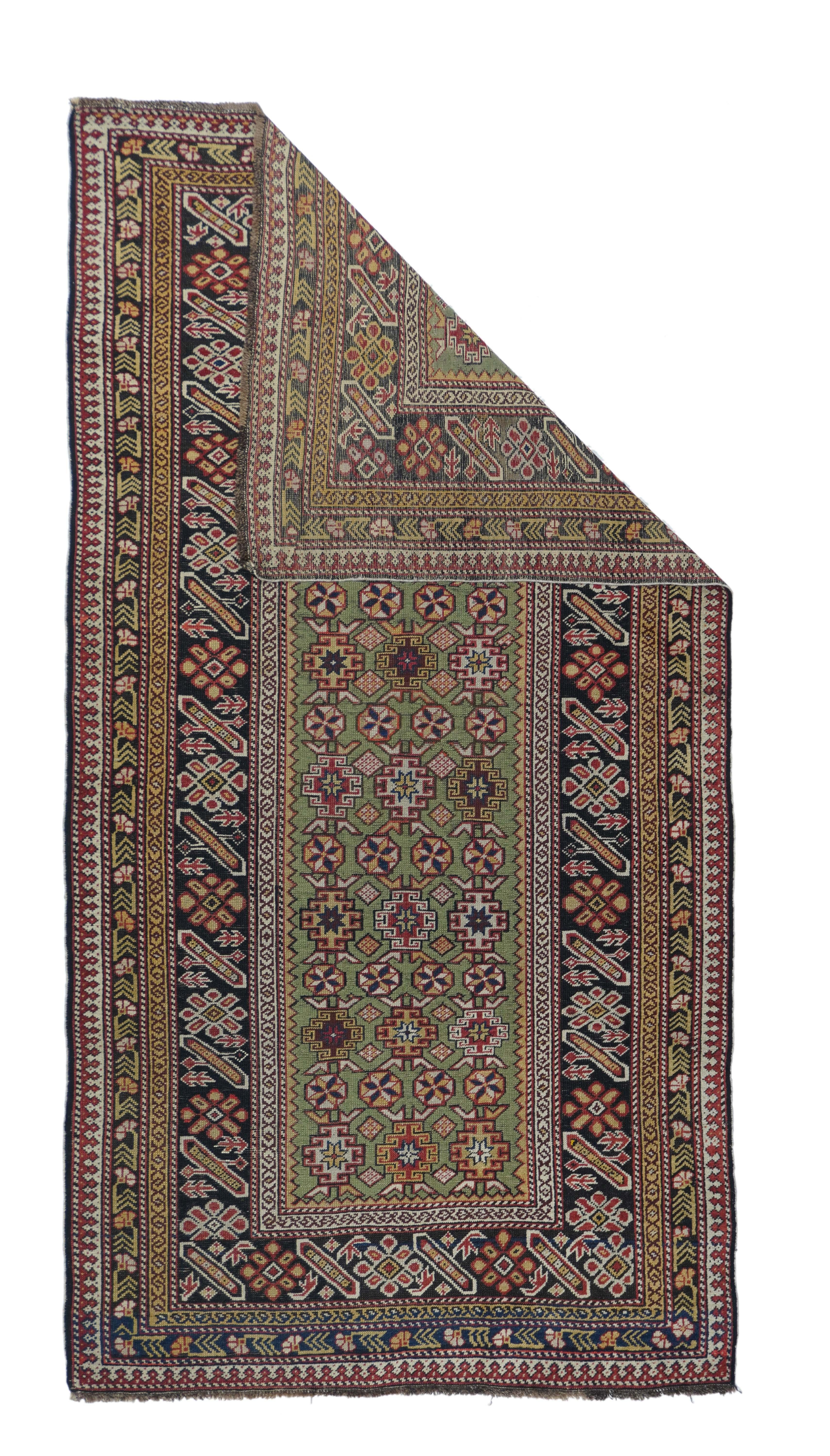 Tapis ancien caucasien Shirvan 3'6'' x 6'9''.