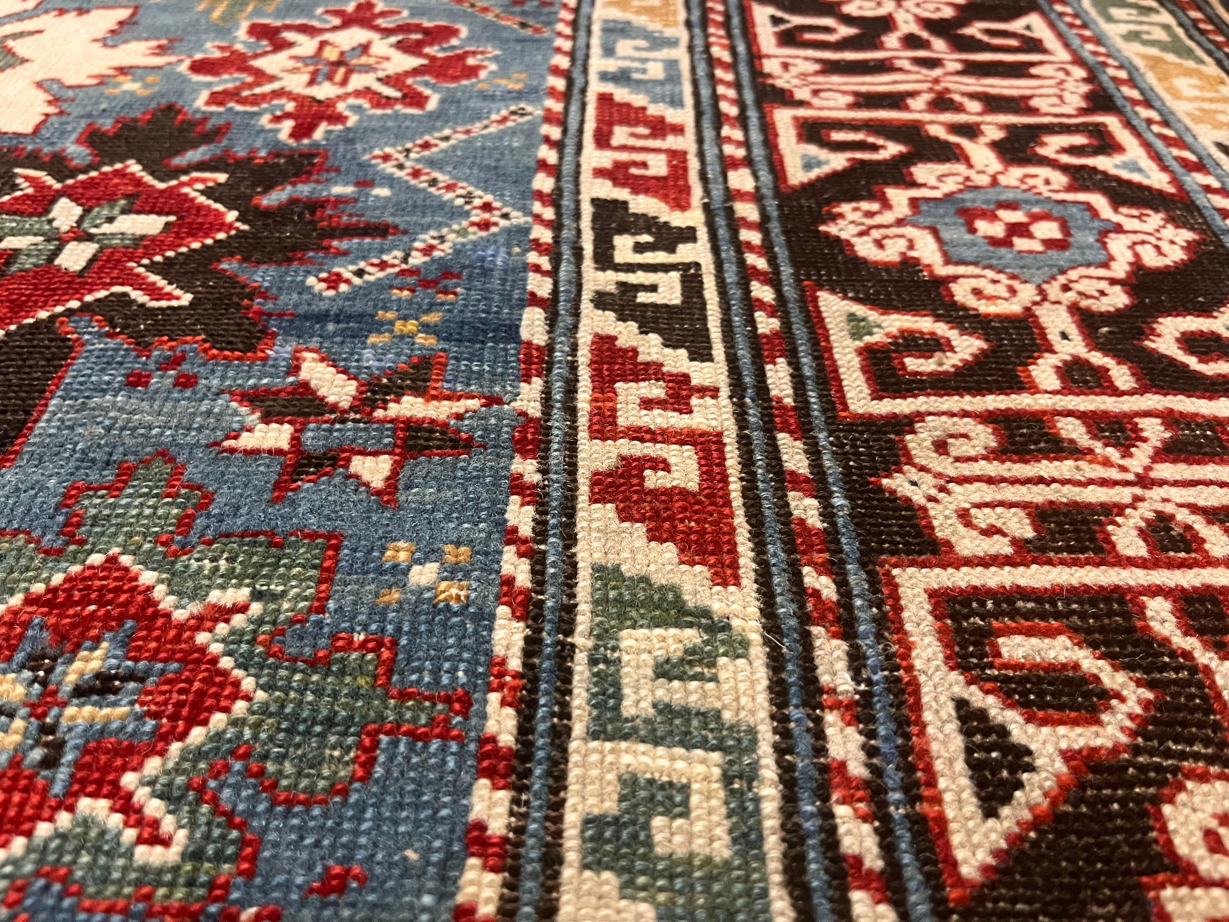 XIXe siècle Tapis ancien caucasien Shirvan 3'6 x 8'5 en vente