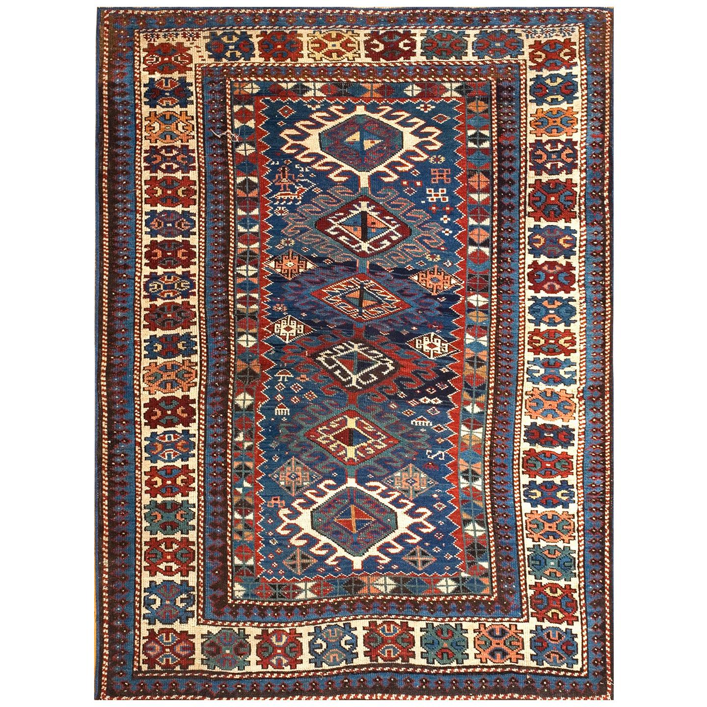 19th Century Caucasian Shirvan Rug ( 3'6" x 4'8" - 106 x 143 ) For Sale