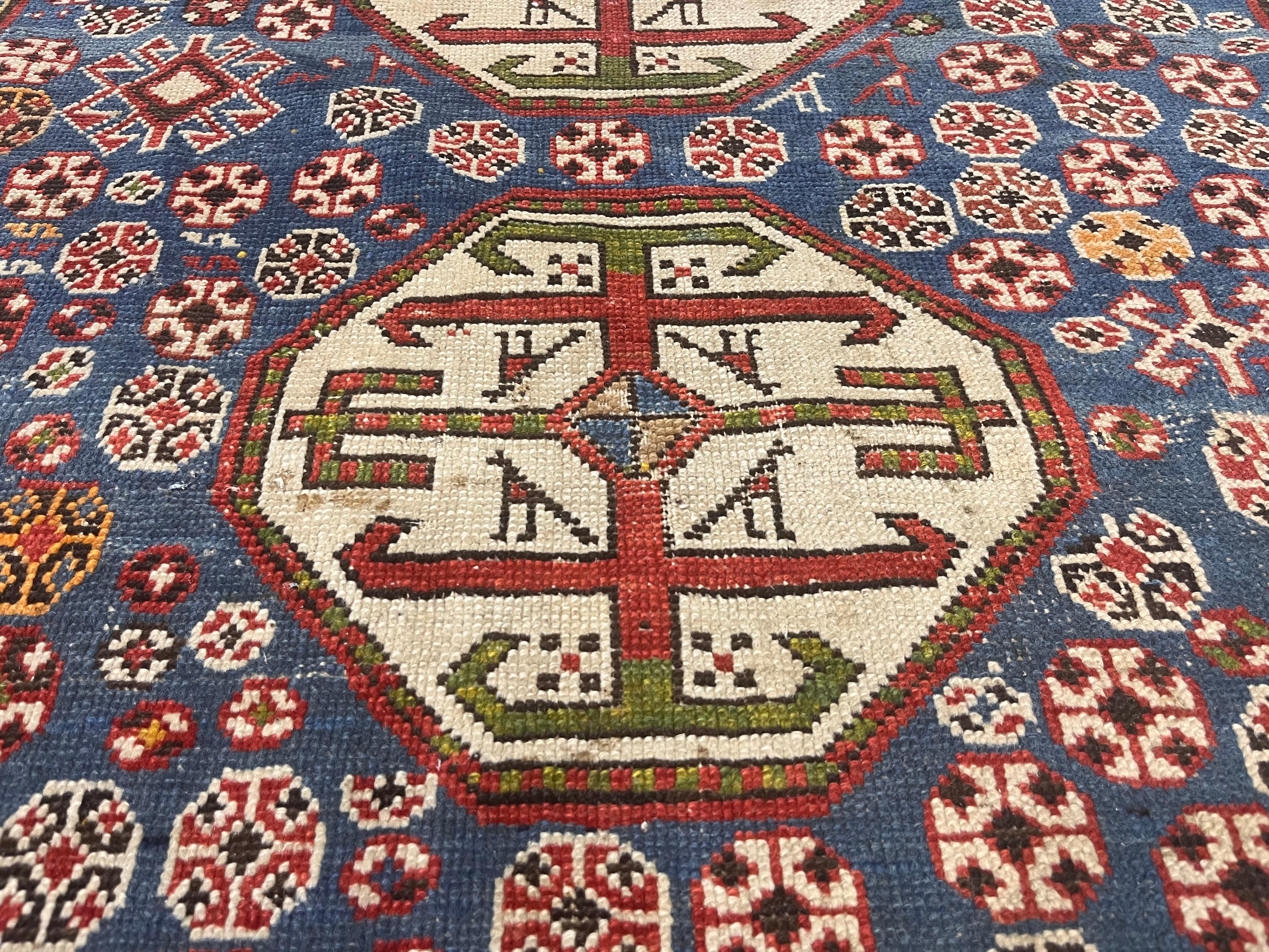 Antike kaukasische Schirwan Teppich 3'9