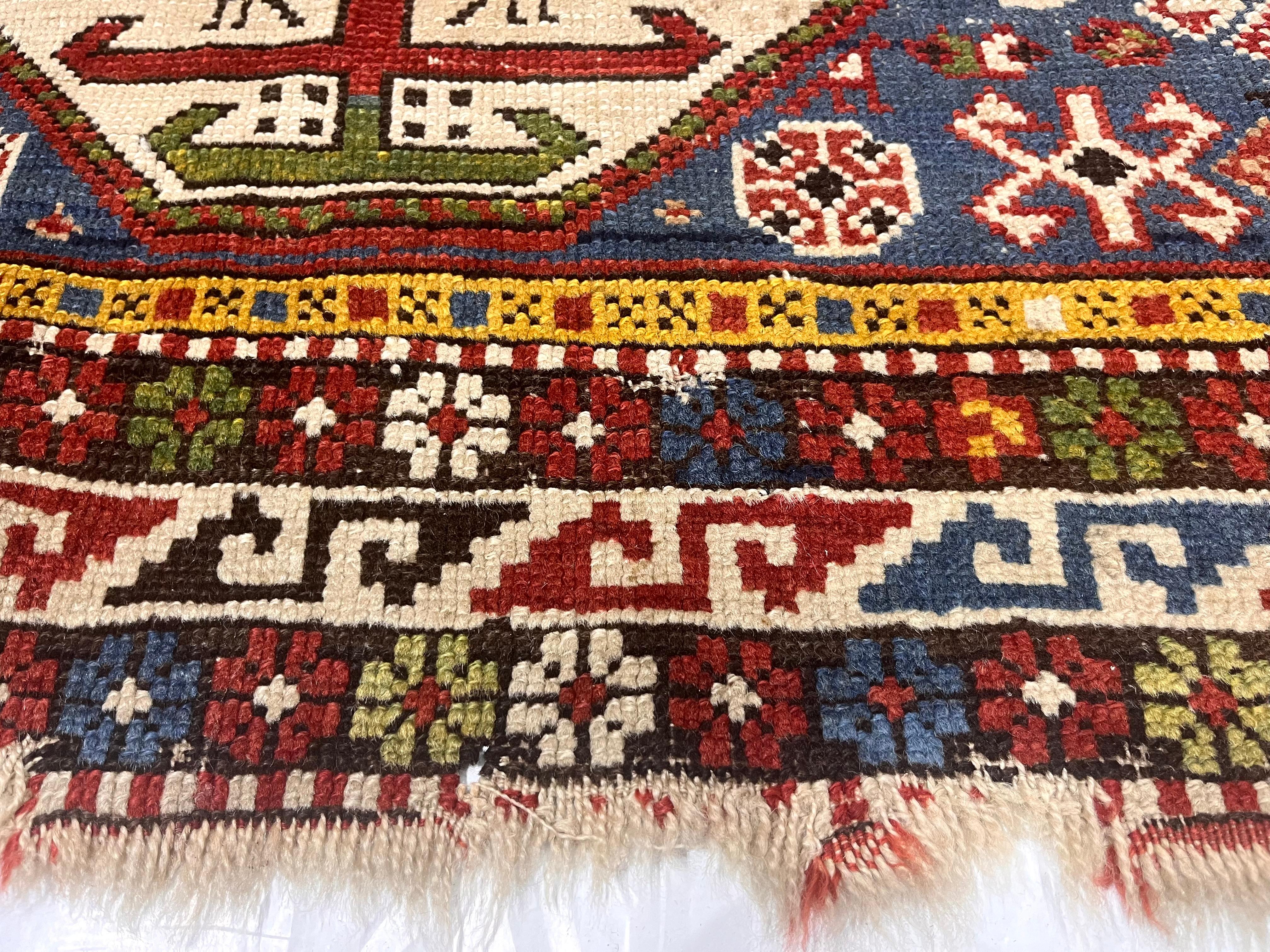 Antike kaukasische Schirwan Teppich 3'9