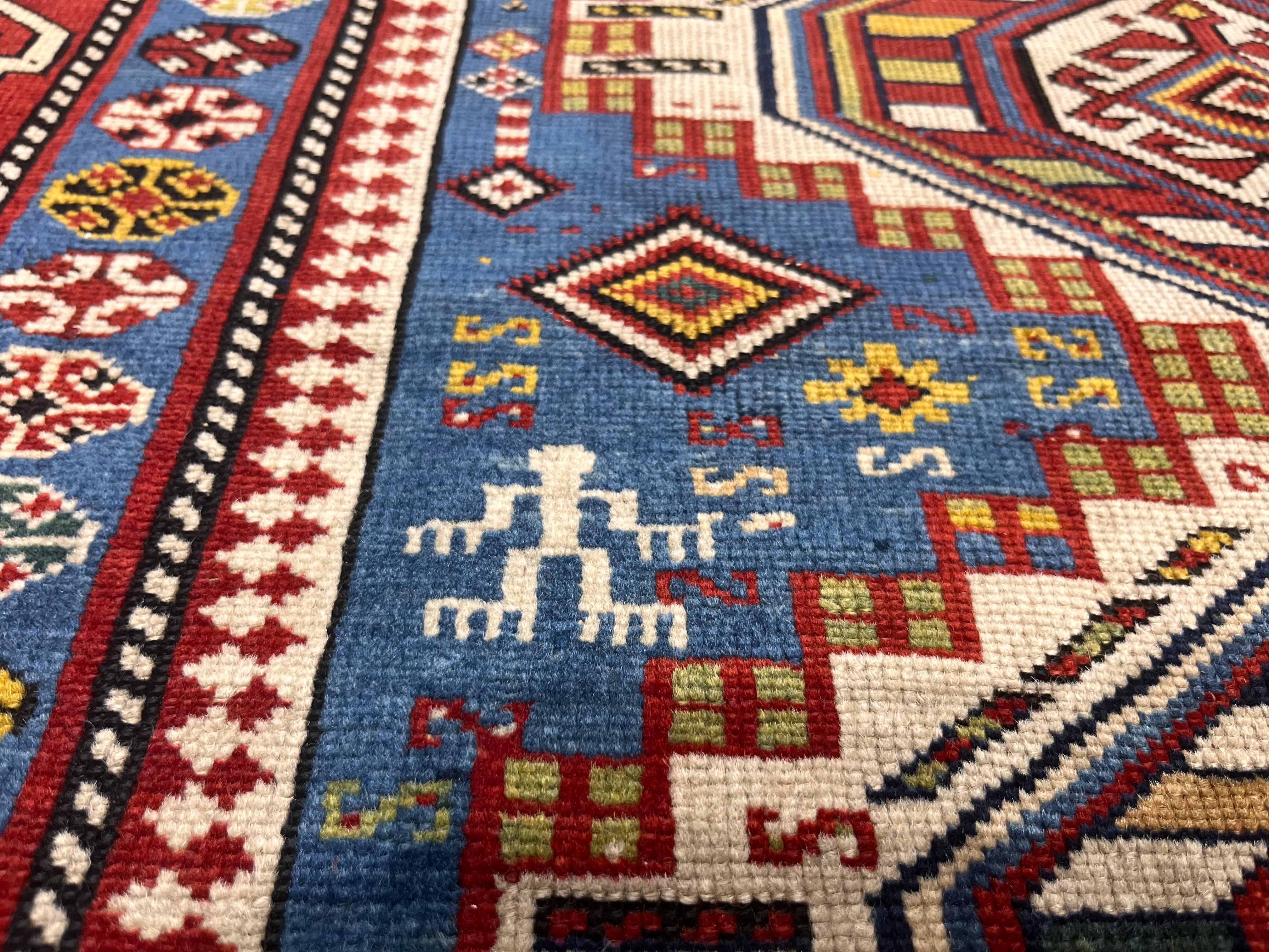 XIXe siècle Tapis ancien caucasien Shirvan 3'9