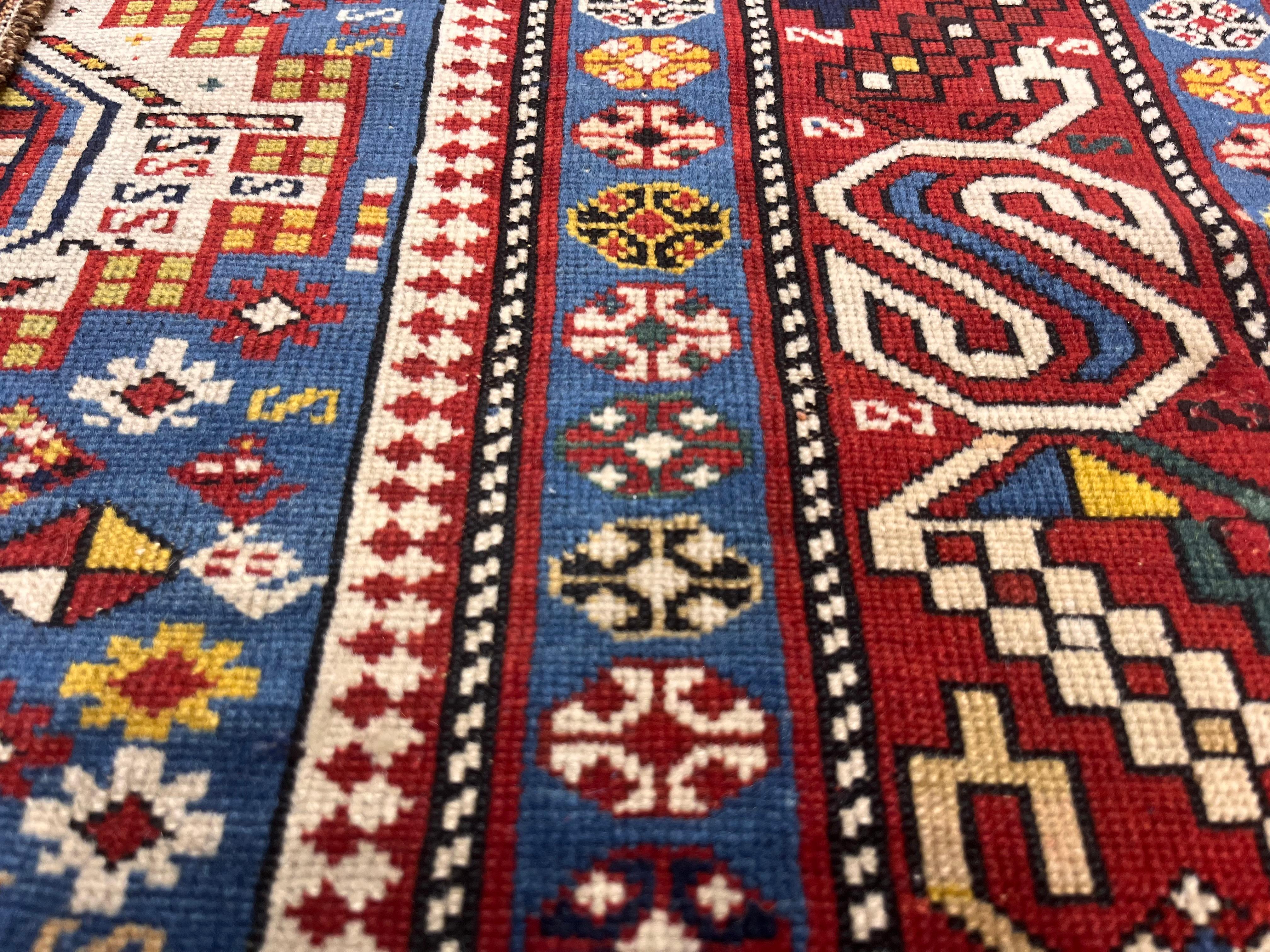 Laine Tapis ancien caucasien Shirvan 3'9