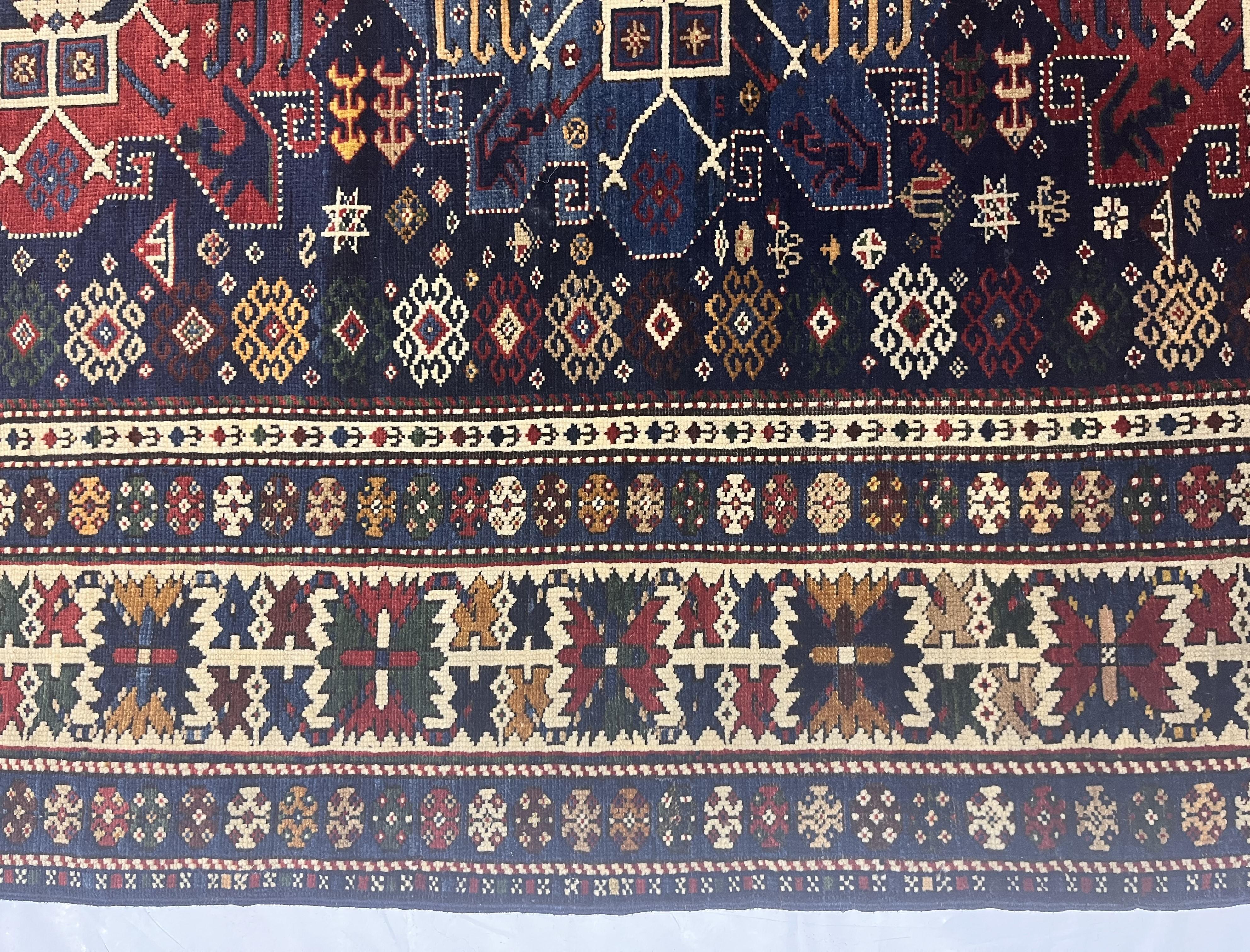 XIXe siècle Tapis ancien caucasien Shirvan 4'1