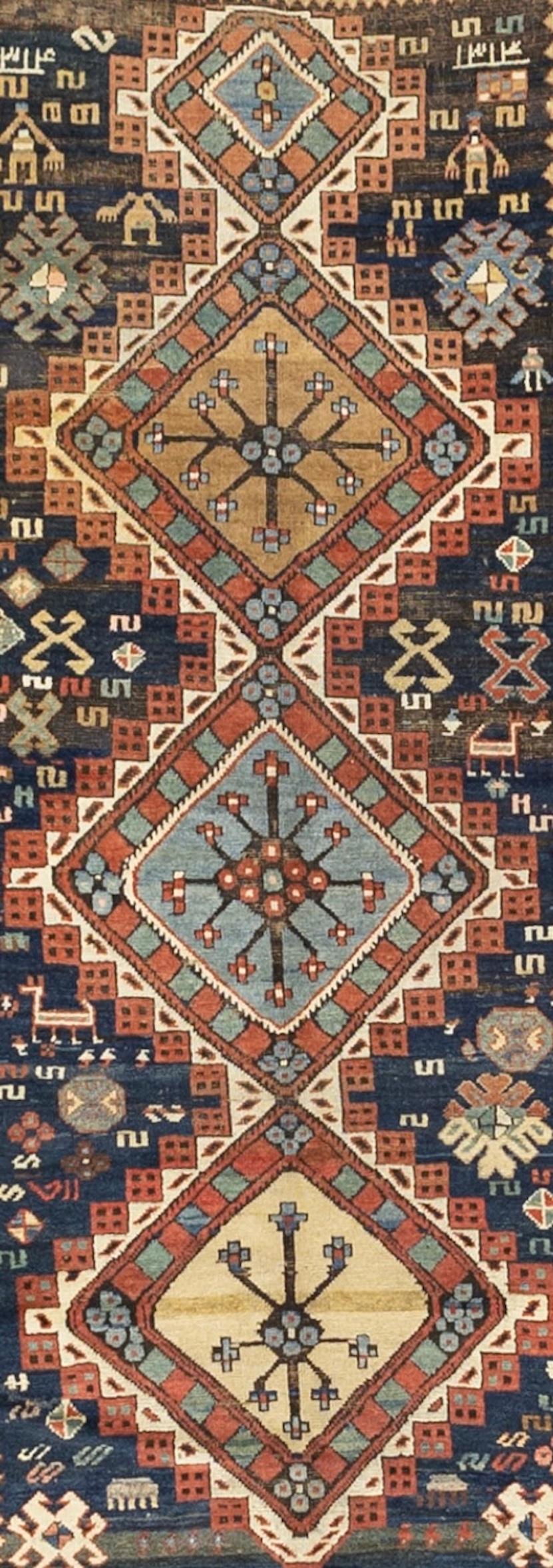 Caucasien Ancien tapis caucasien Shirvan 4'5
