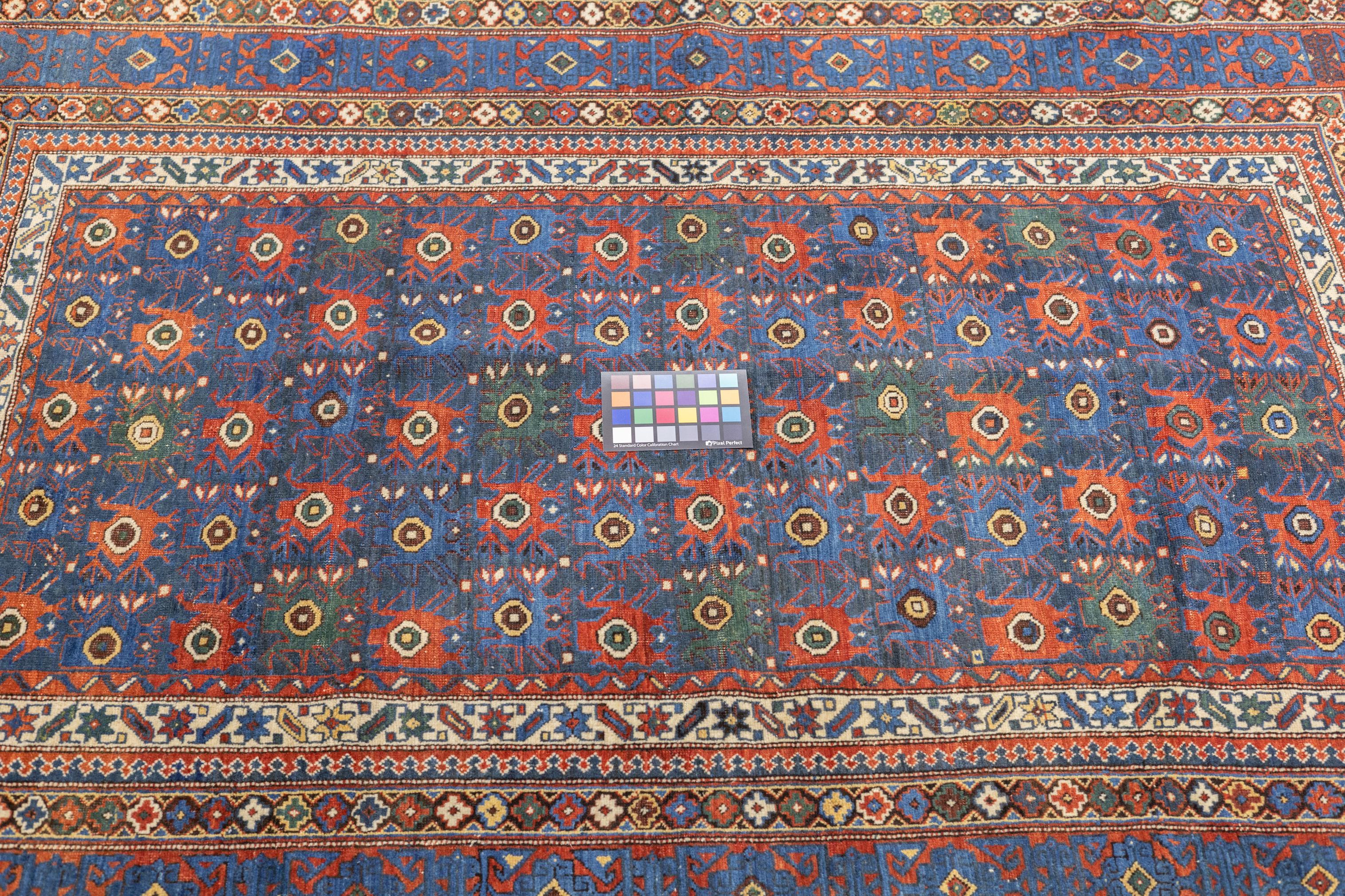 Alfombra antigua caucásica Shirvan 4'7'' x 6'6'' Lana en venta