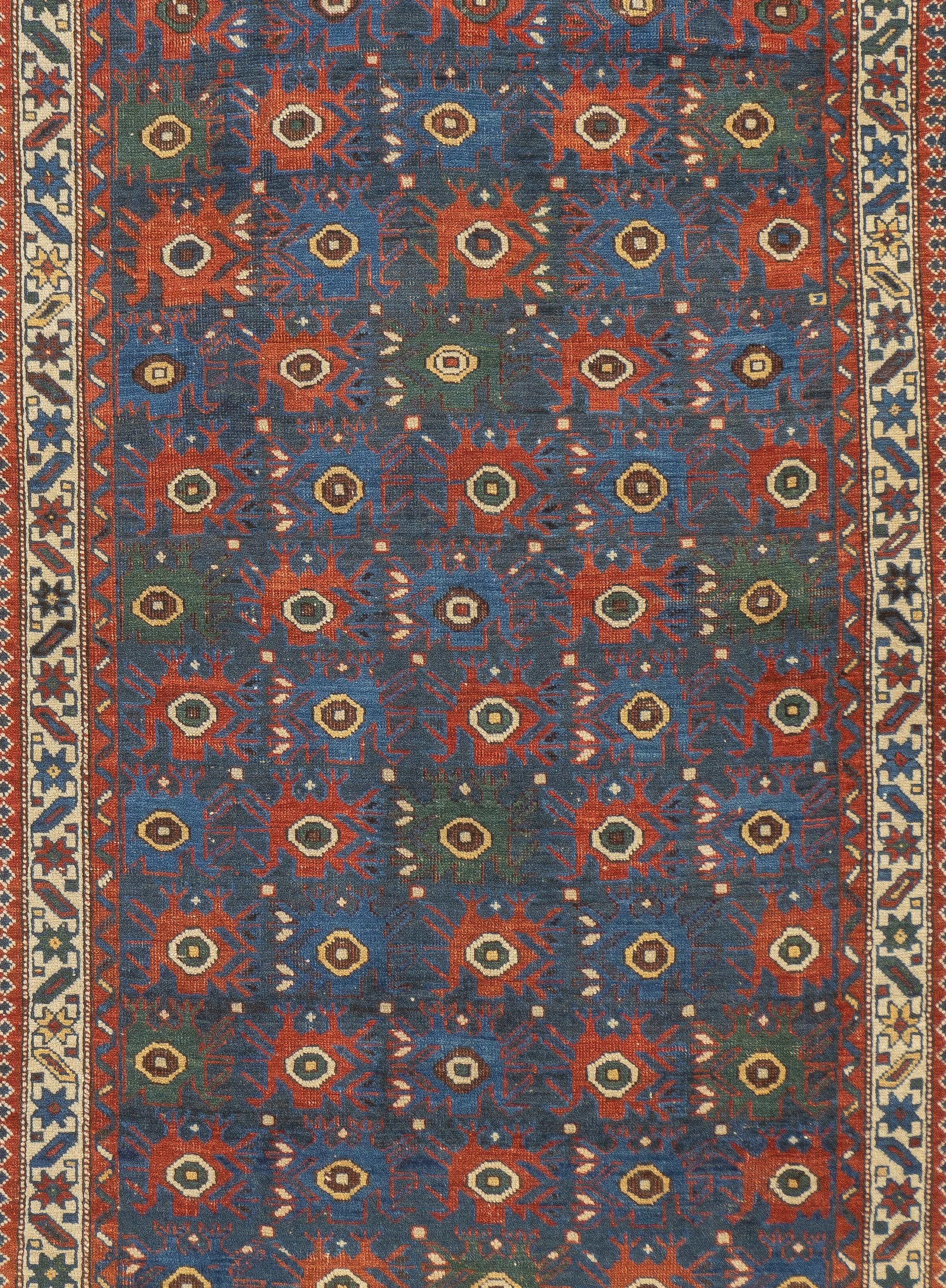 Alfombra antigua caucásica Shirvan 4'7'' x 6'6'' en venta 1