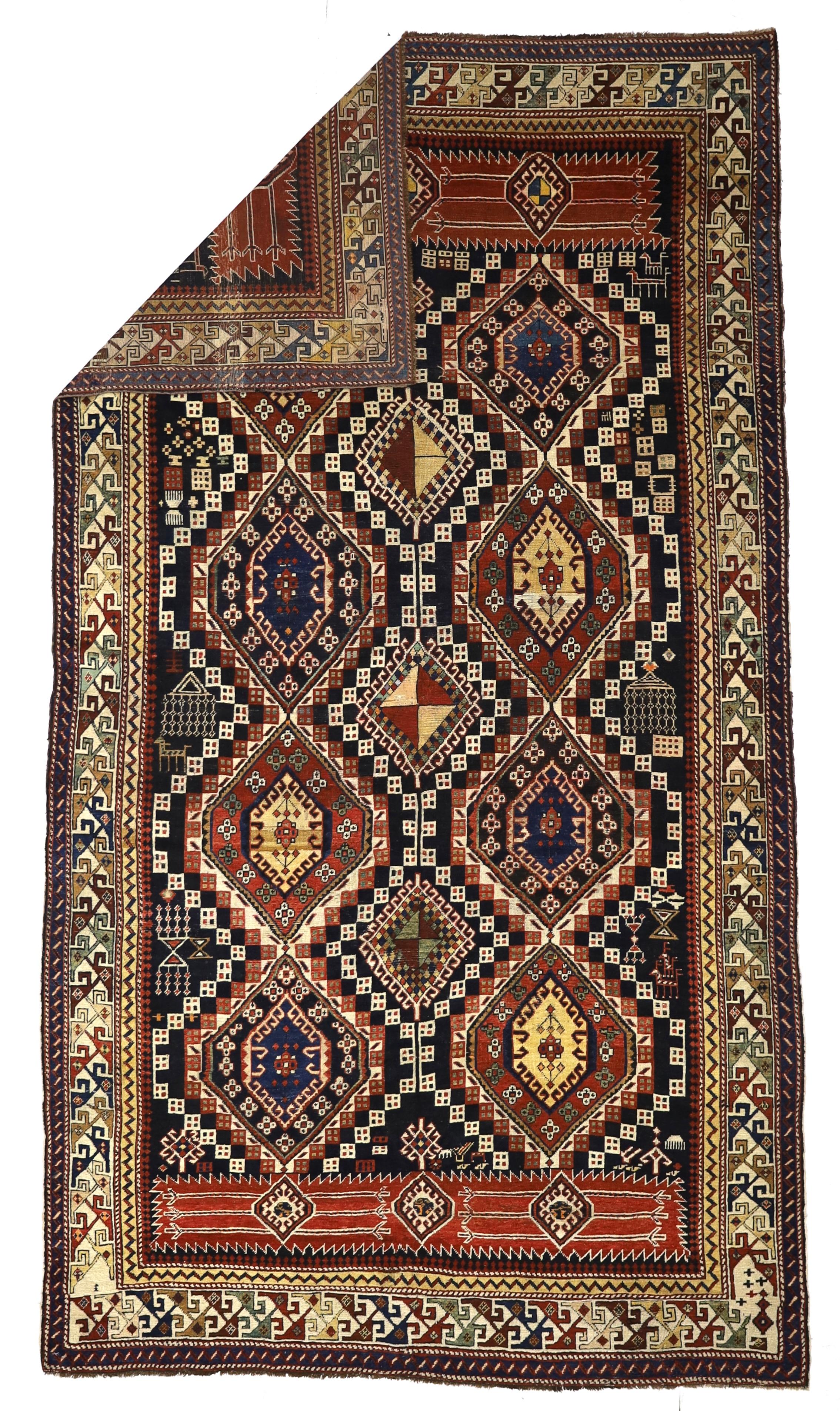 Ancien tapis caucasien Shirvan 5'10