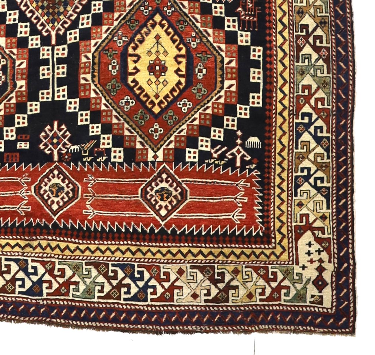 Tapis ancien caucasien Shirvan 5'10