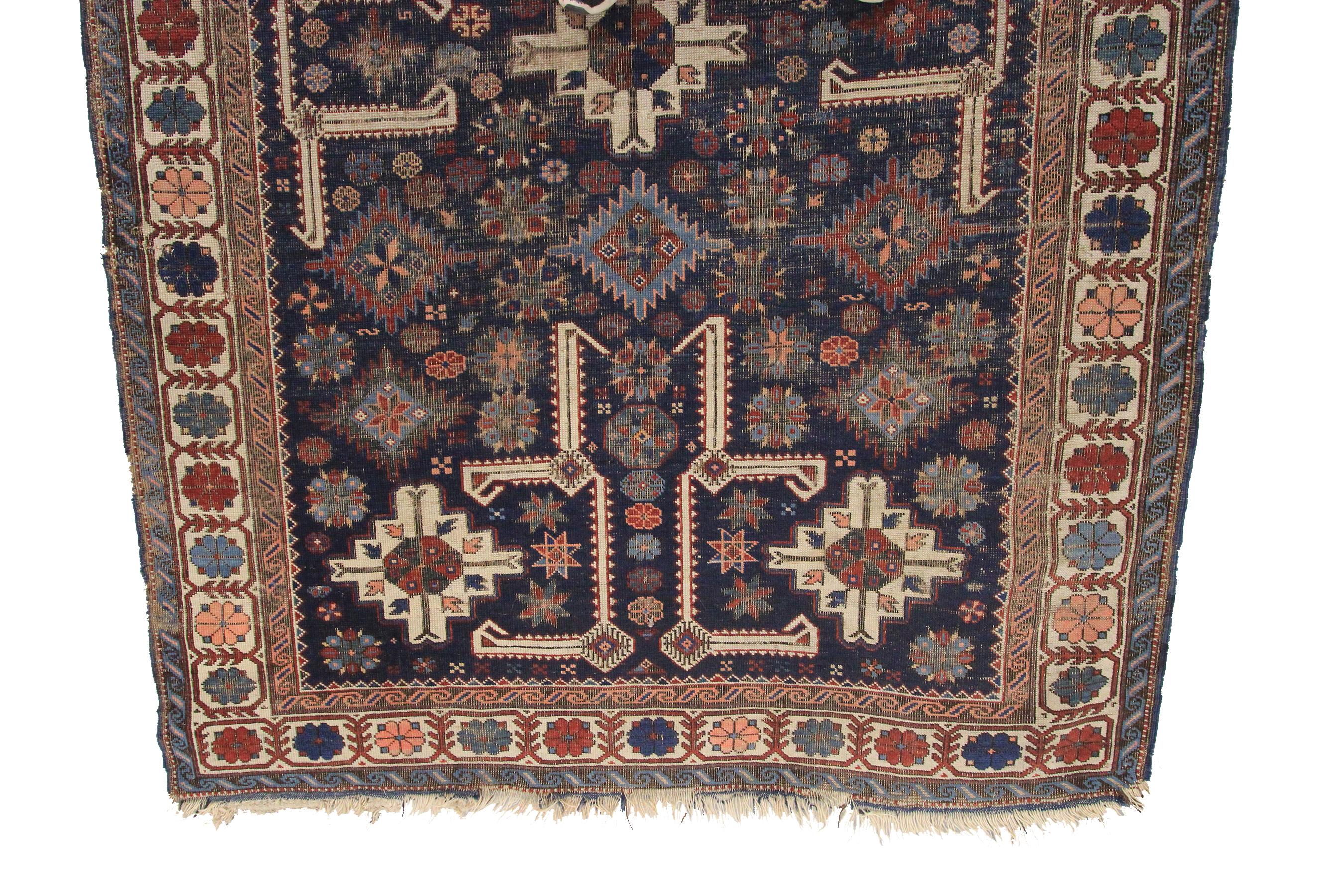 Antique Caucasian Shirvan Rug Antique Shirvan Ru Geometric Overall In Good Condition For Sale In New York, NY
