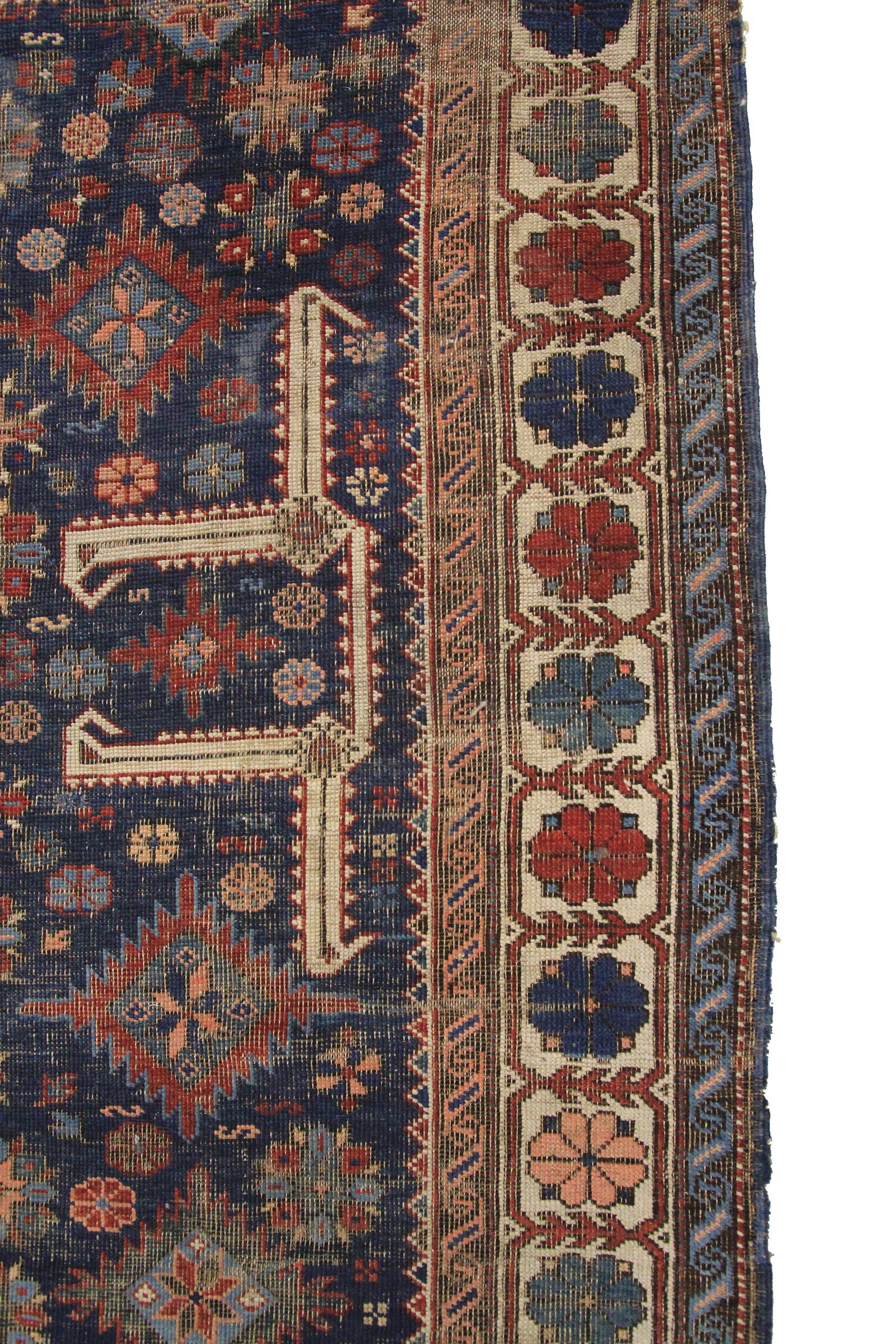 Antique Caucasian Shirvan Rug Antique Shirvan Ru Geometric Overall For Sale 2