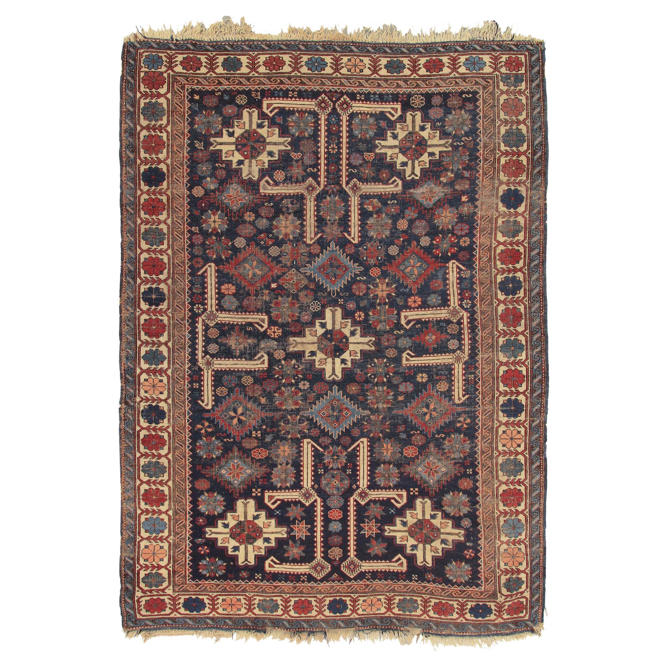 Antique Caucasian Shirvan Rug Antique Shirvan Ru Geometric Overall For Sale