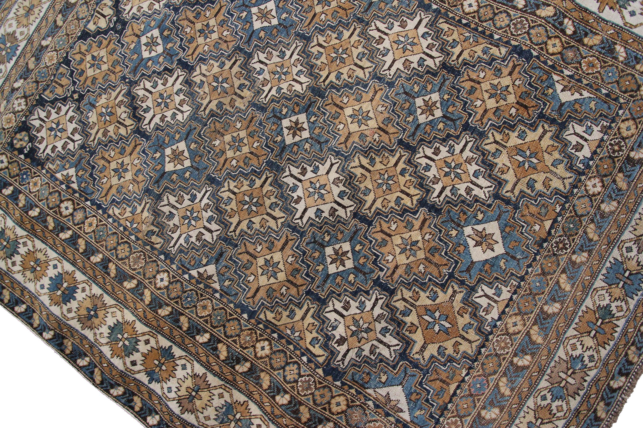 Antique Caucasian Shirvan Rug Antique Shirvan Rug Geometric overall 1880 In Good Condition For Sale In New York, NY