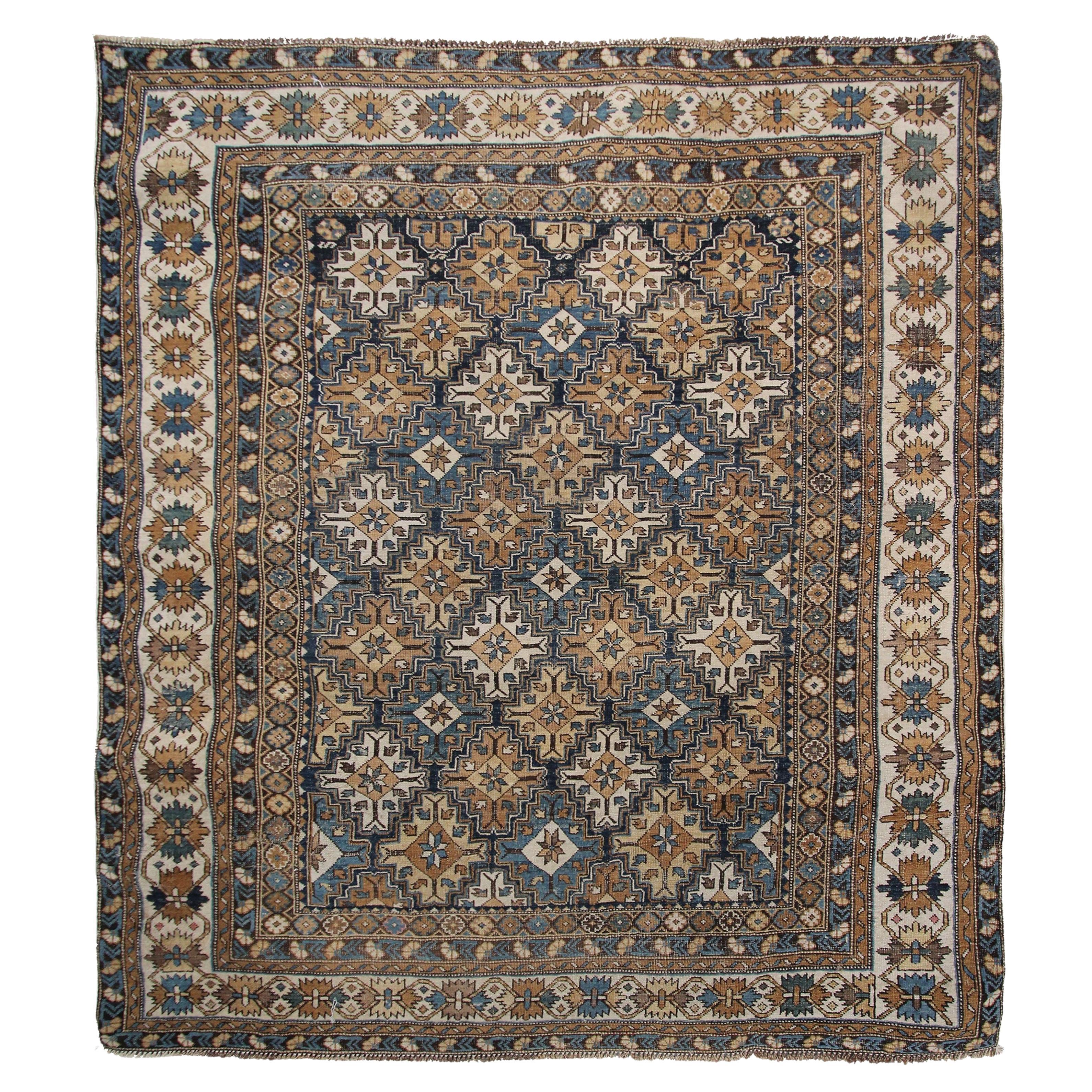 Antique Caucasian Shirvan Rug Antique Shirvan Rug Geometric overall 1880 For Sale