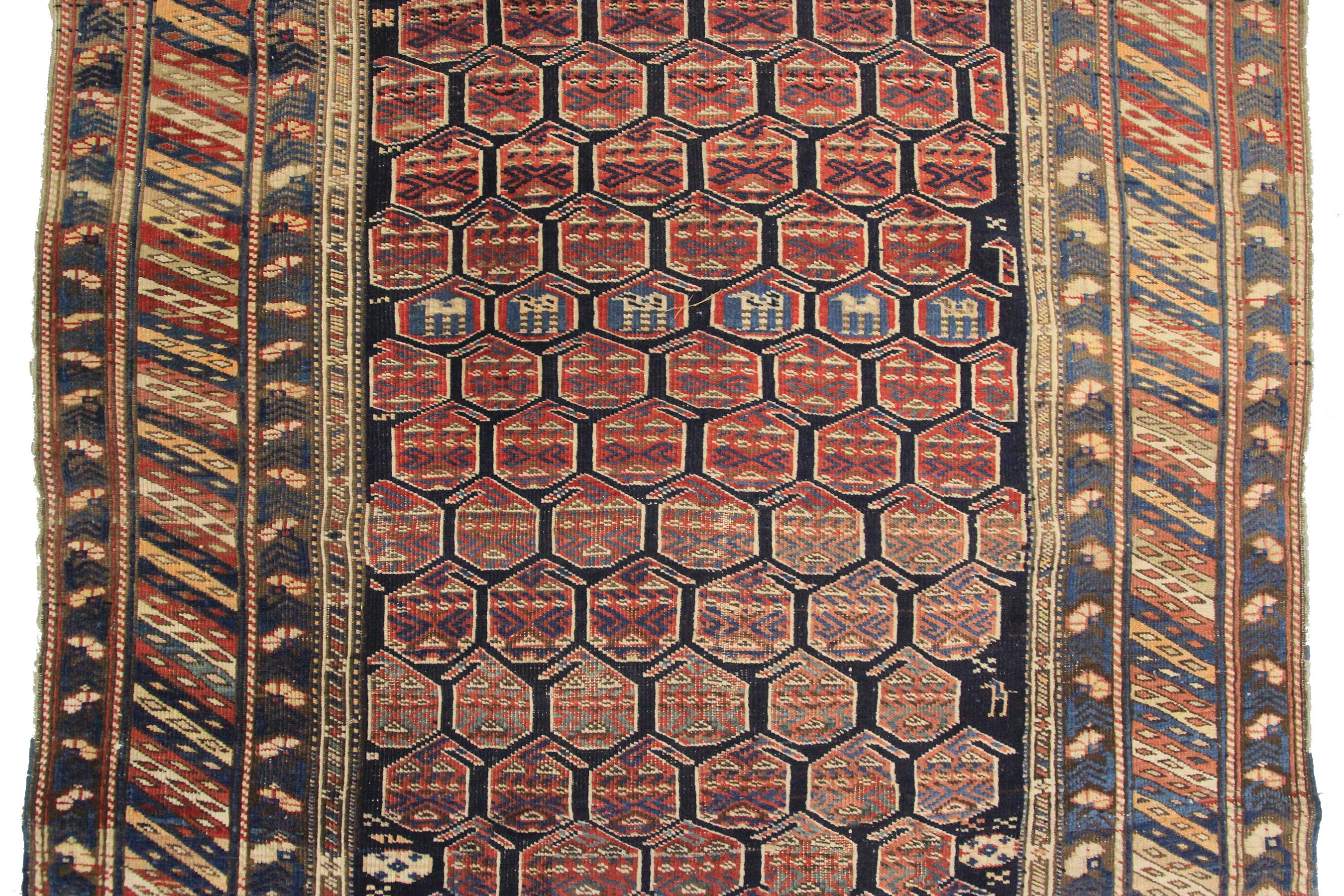 Antique Caucasian Shirvan Rug Antique Shirvan Rug Geometric Overall In Good Condition For Sale In New York, NY