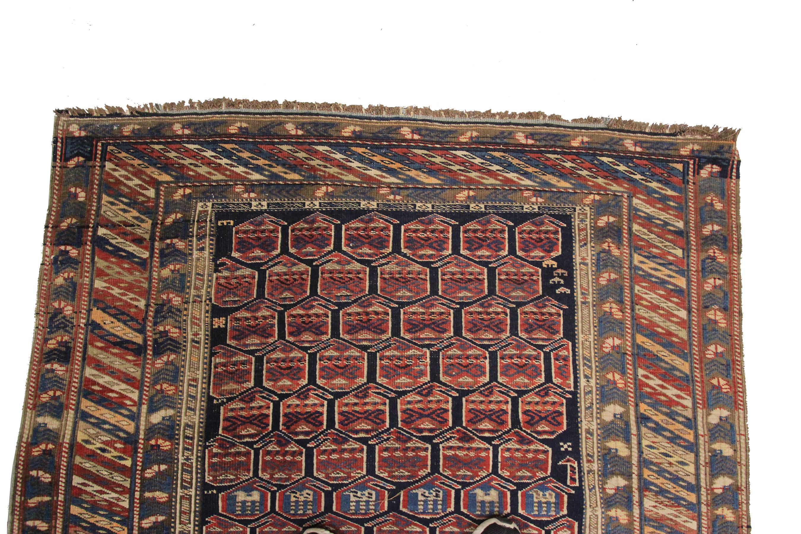 Late 19th Century Antique Caucasian Shirvan Rug Antique Shirvan Rug Geometric Overall For Sale
