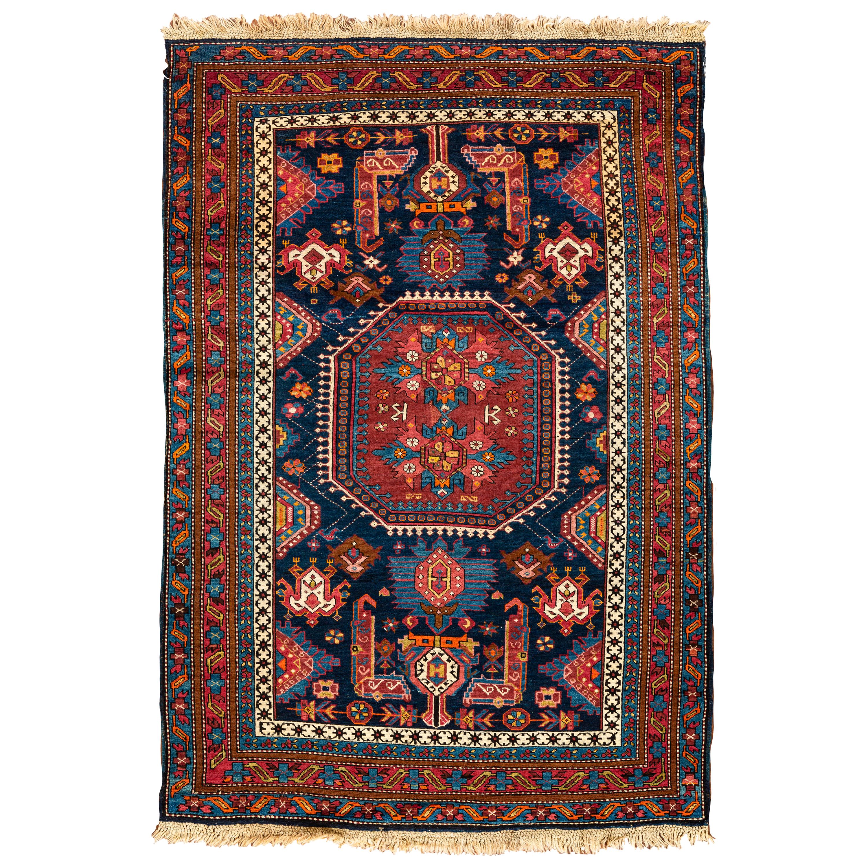 Tapis Shirvan caucasien ancien, vers 1880 3'10 x 5'9 en vente