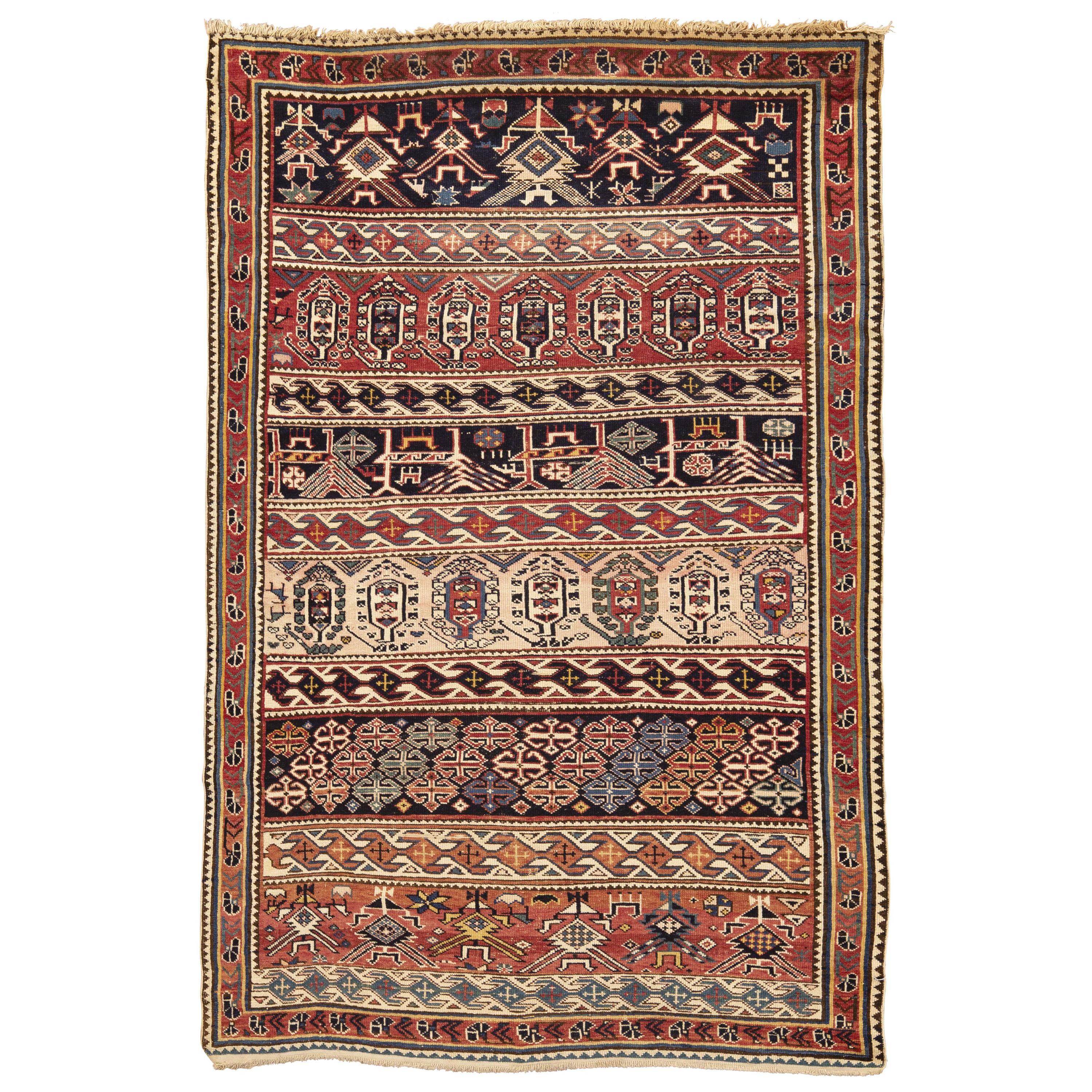 Tapis Shirvan caucasien ancien, circa 1880  3'6 x 5'5