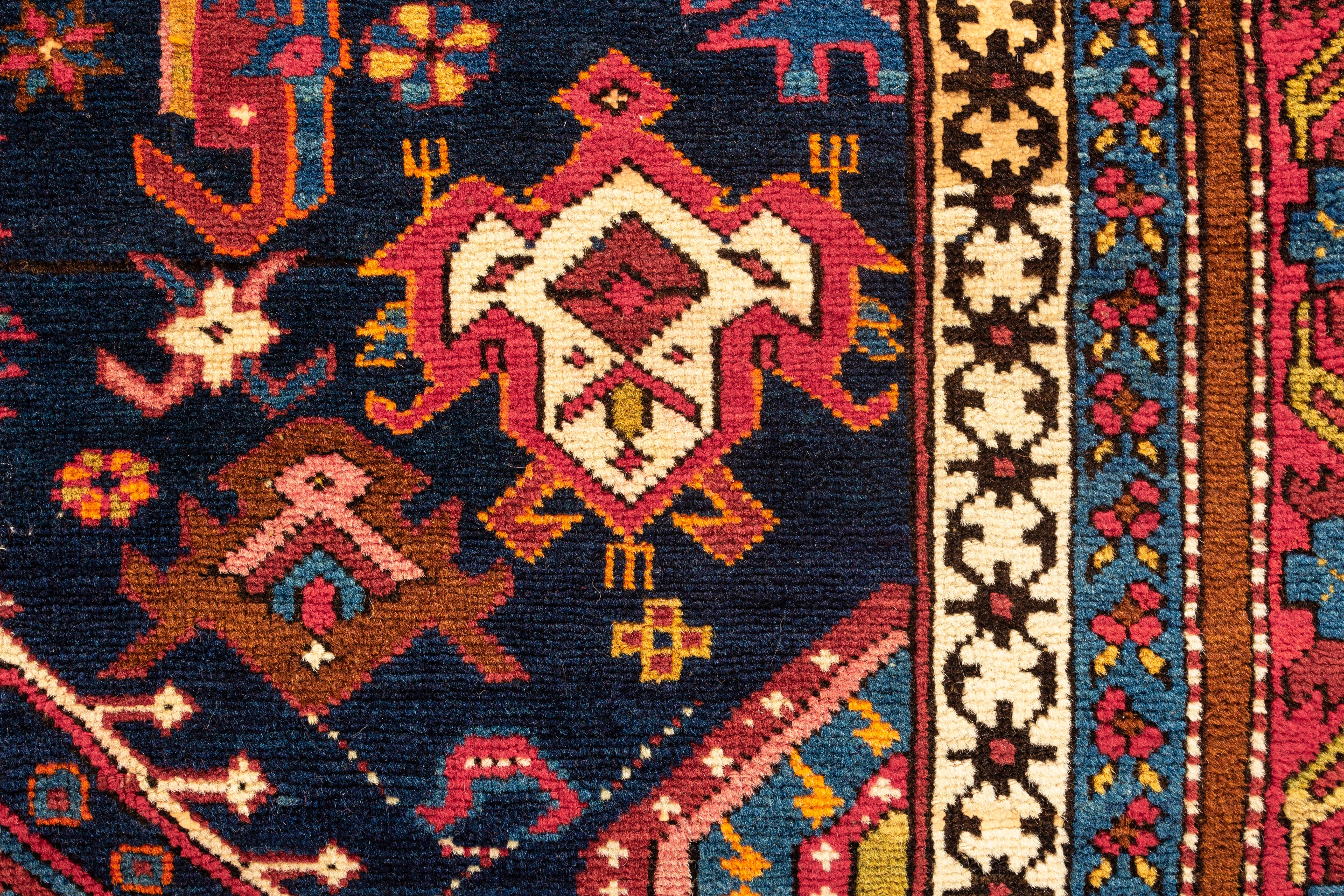 Antiker kaukasischer Schirwan-Teppich, um 1880 3'10 x 5'9 (Kaukasisch) im Angebot
