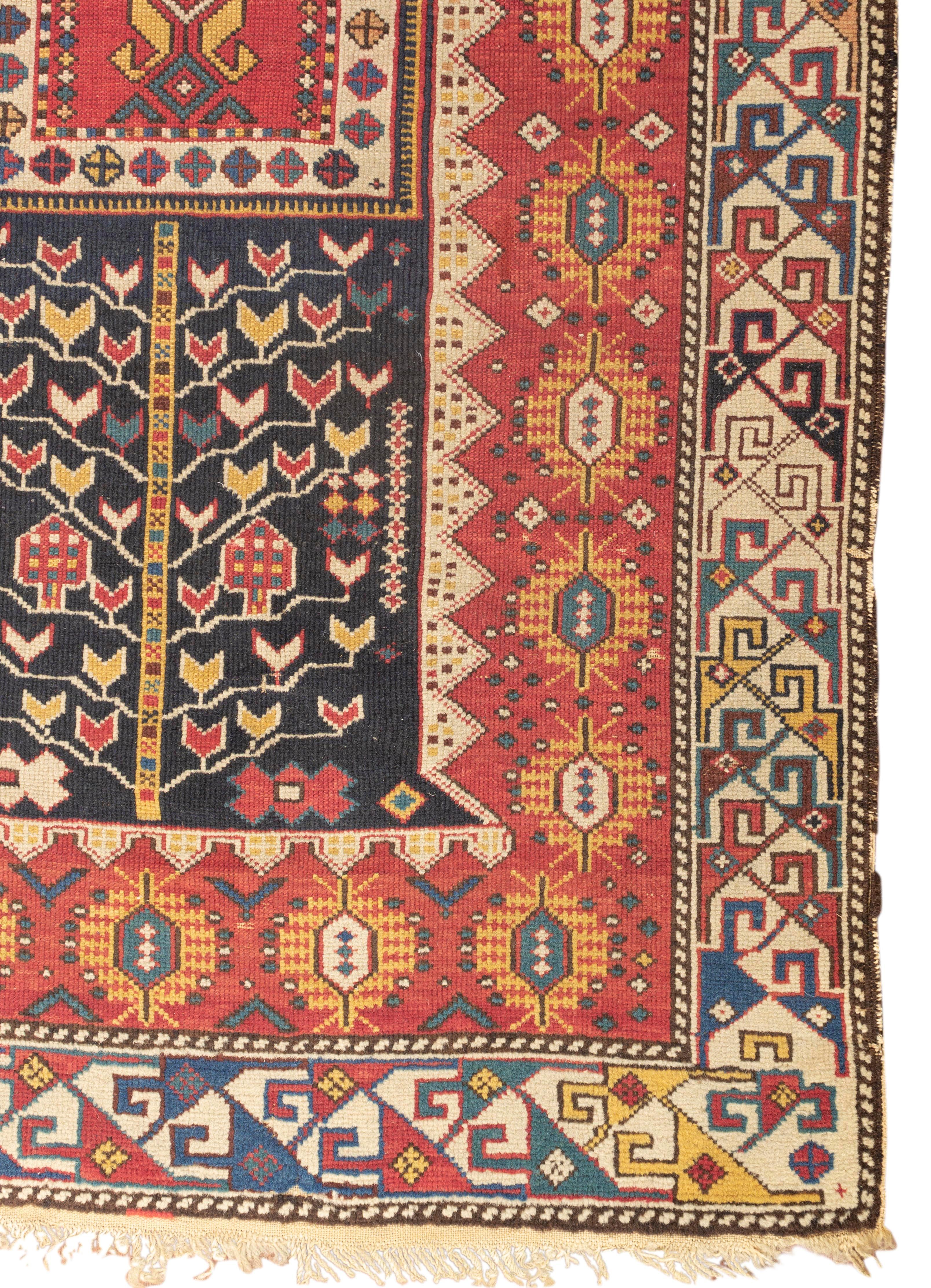 Hand-Woven Antique Caucasian Shirvan Rug, circa 1880  4' x 5'4 For Sale