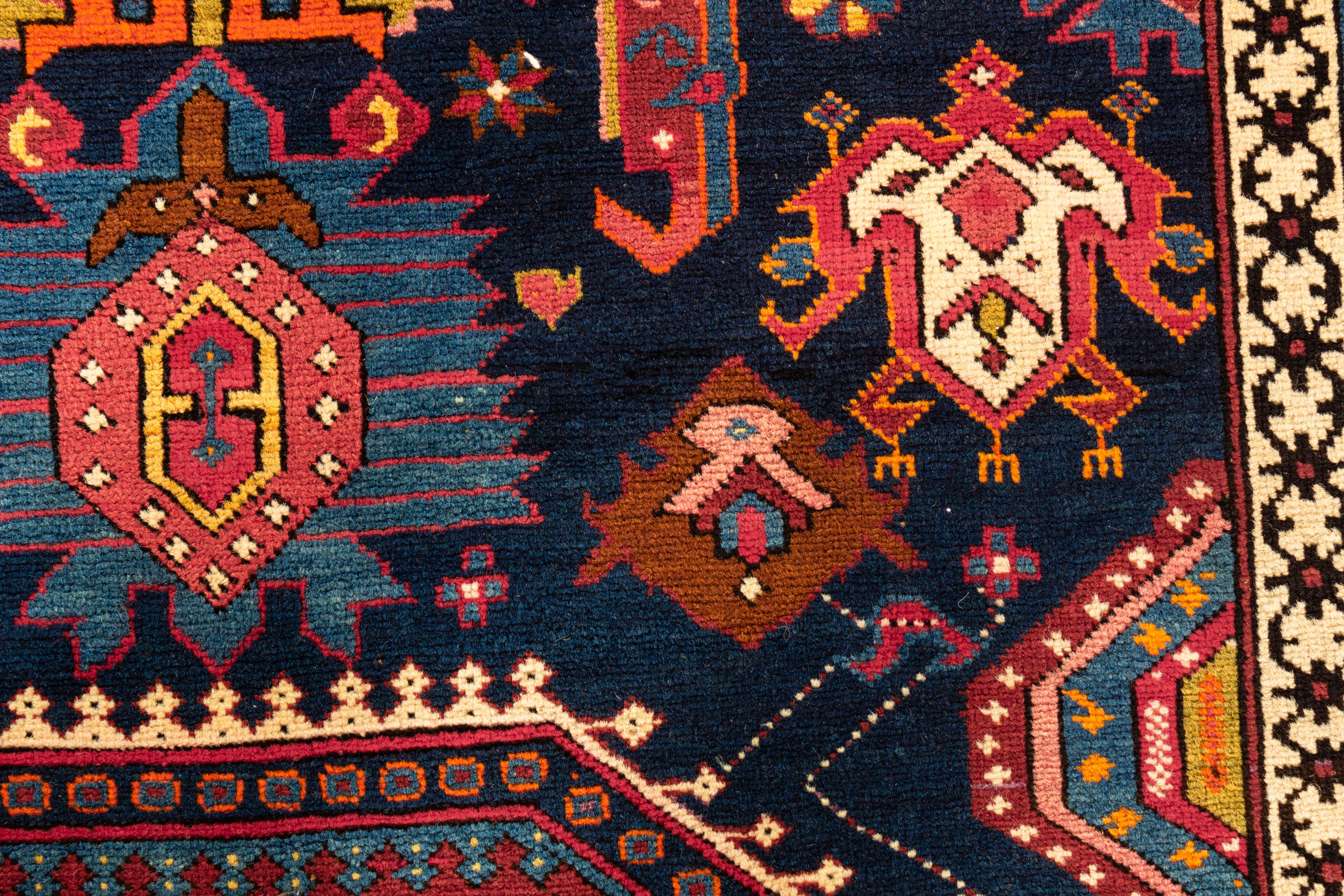 Tissé à la main Tapis Shirvan caucasien ancien, vers 1880 3'10 x 5'9 en vente