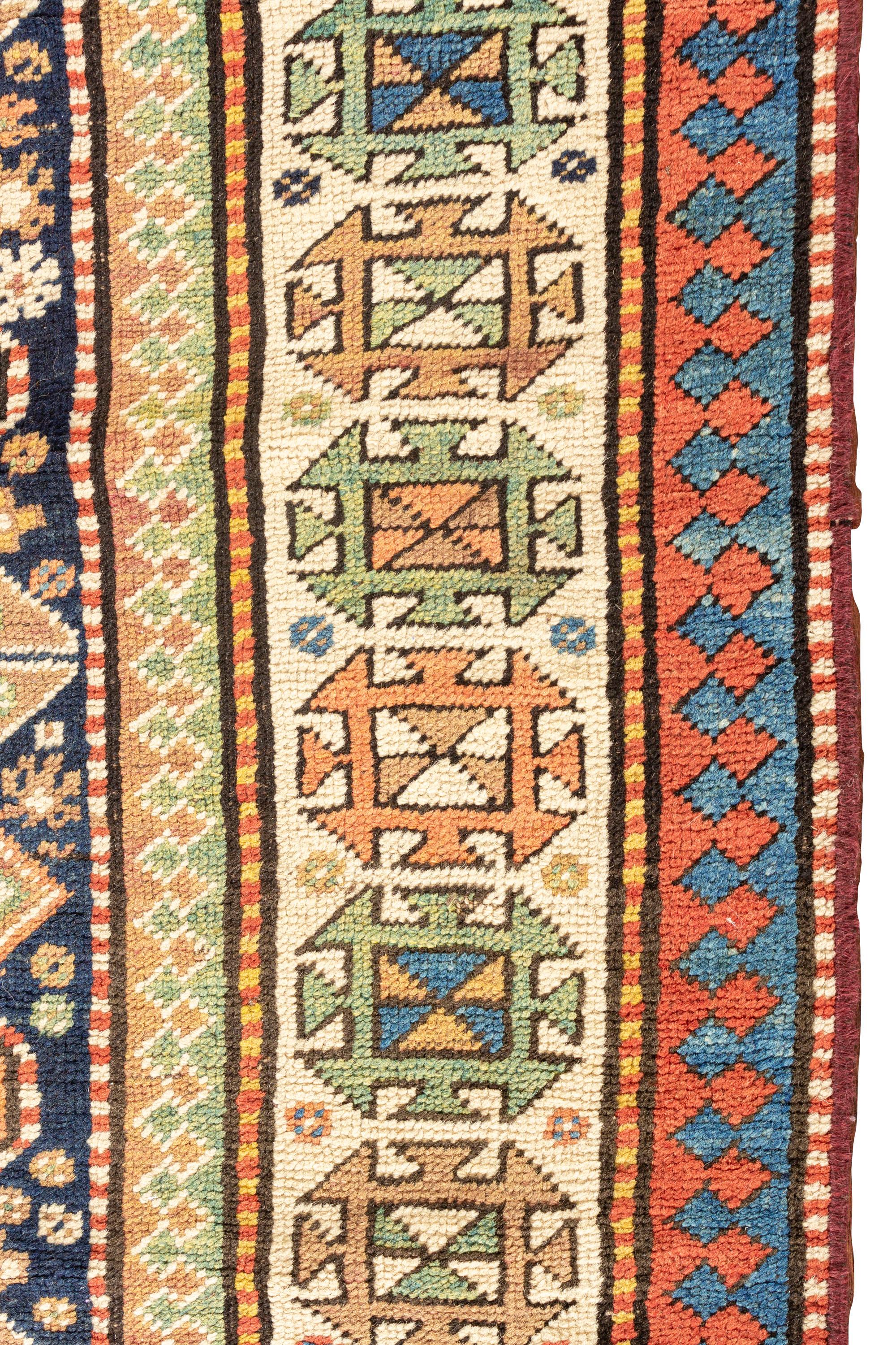 Wool Antique Caucasian Shirvan Rug, circa 1880 3'6 x 9'3 For Sale