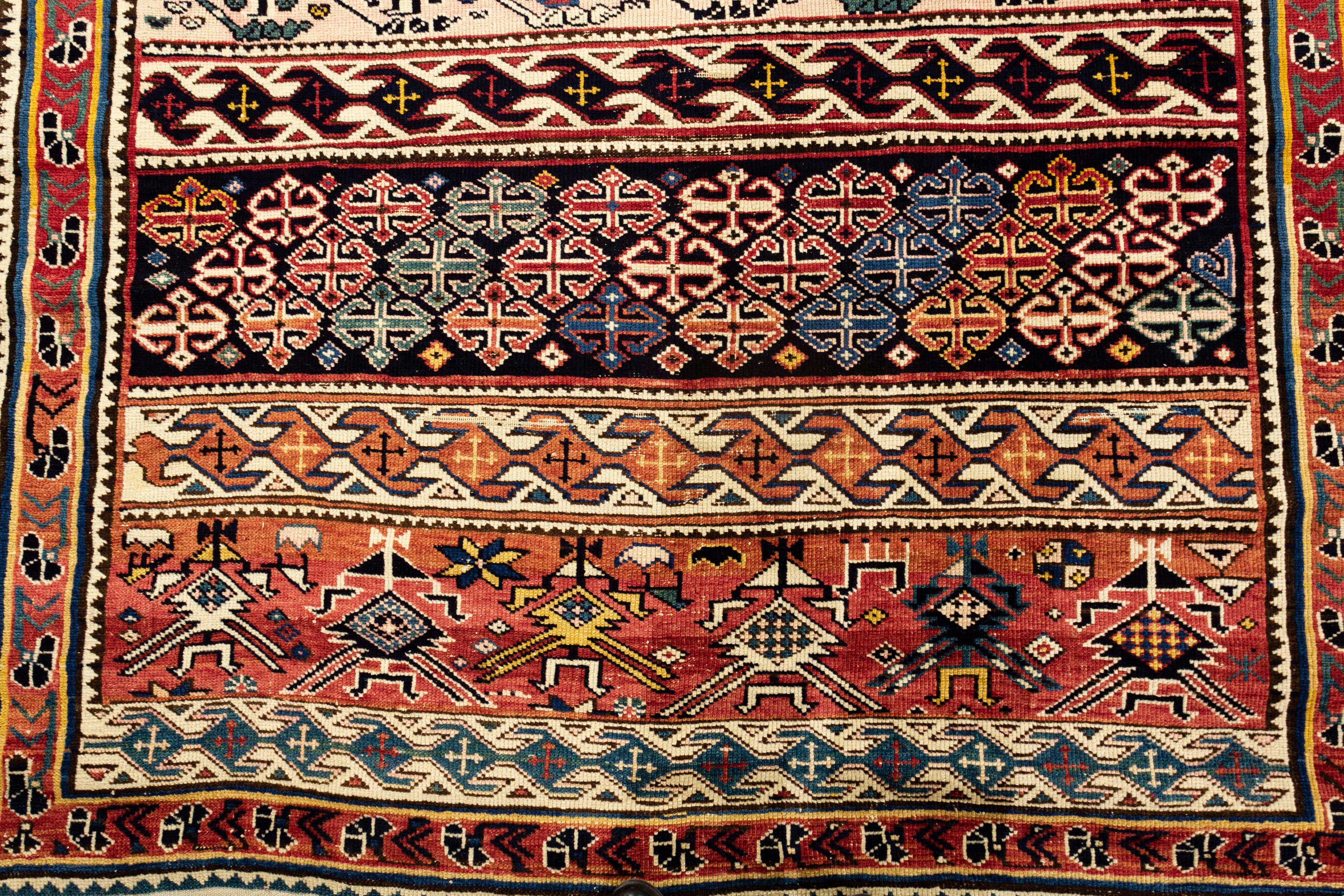 Antiker kaukasischer Schirwan-Teppich, um 1880  3'6 x 5'5 (19. Jahrhundert) im Angebot