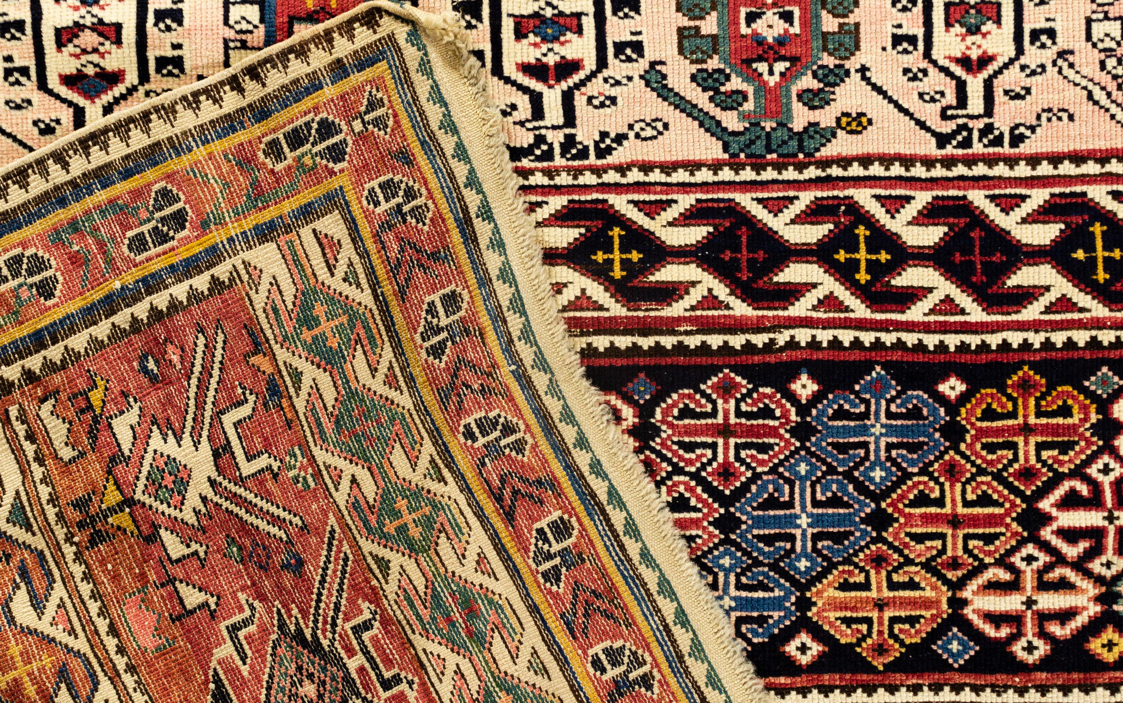 Antiker kaukasischer Schirwan-Teppich, um 1880  3'6 x 5'5 (Wolle) im Angebot
