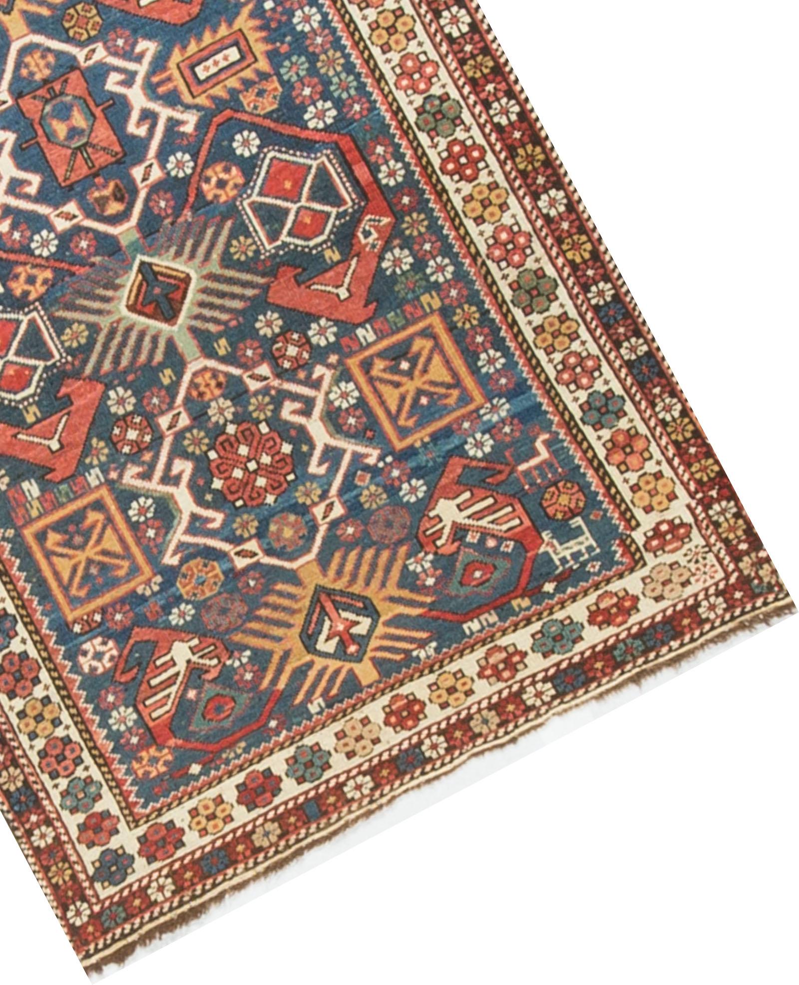 Hand-Woven Antique Caucasian Shirvan Rug, circa 1890