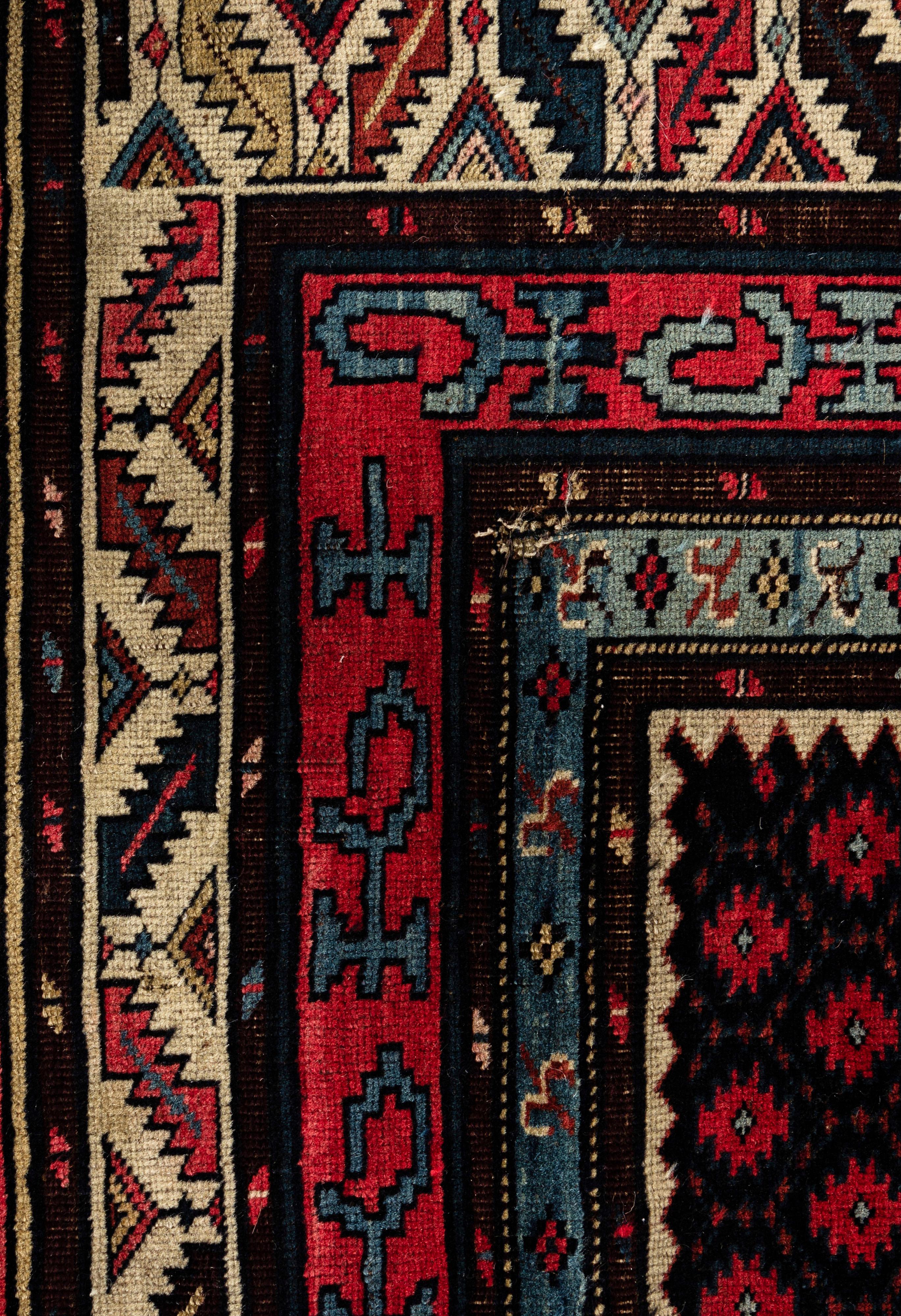 19th Century Antique Caucasian Shirvan Rug, circa 1890  4' x 5'7 For Sale