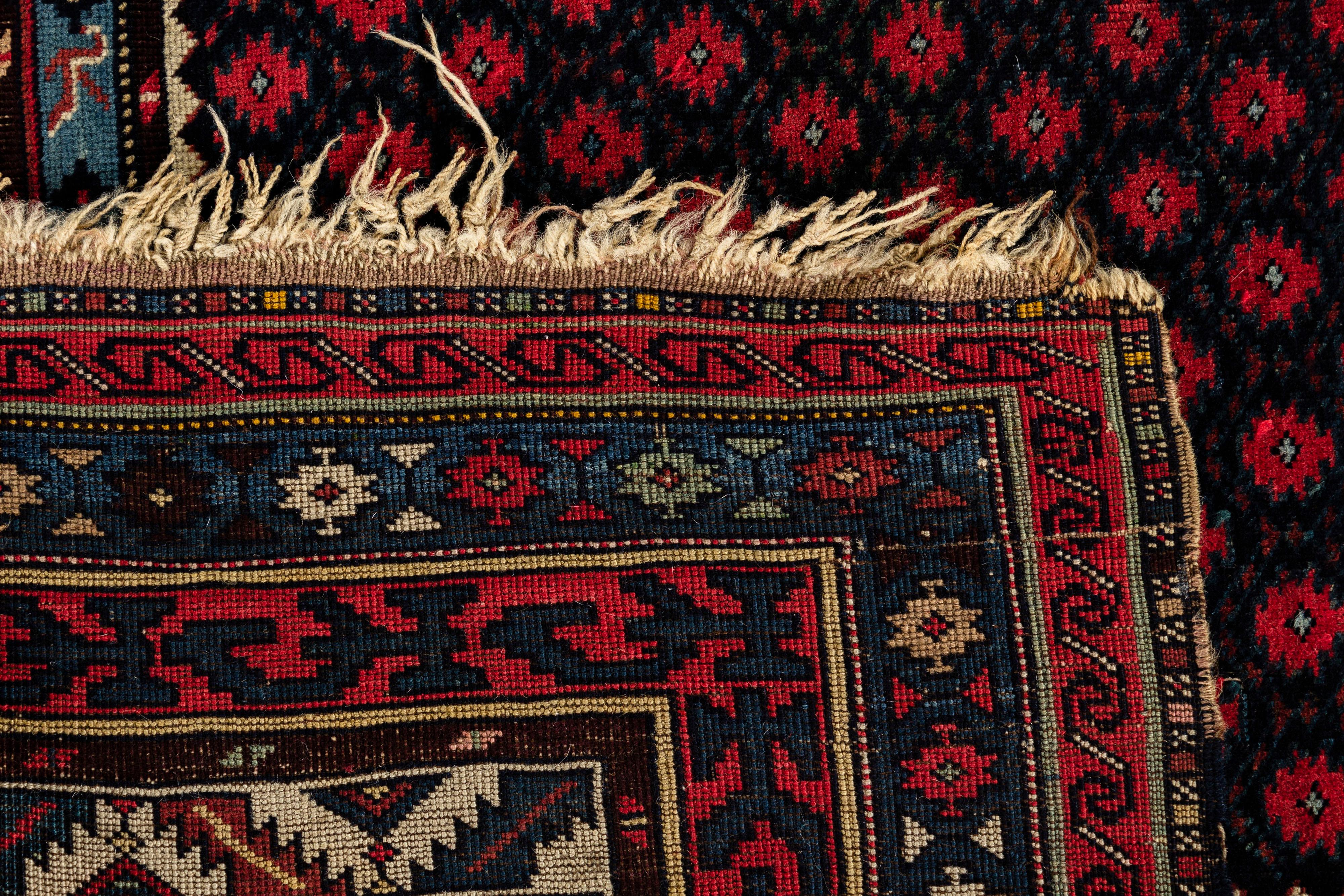 Wool Antique Caucasian Shirvan Rug, circa 1890  4' x 5'7 For Sale