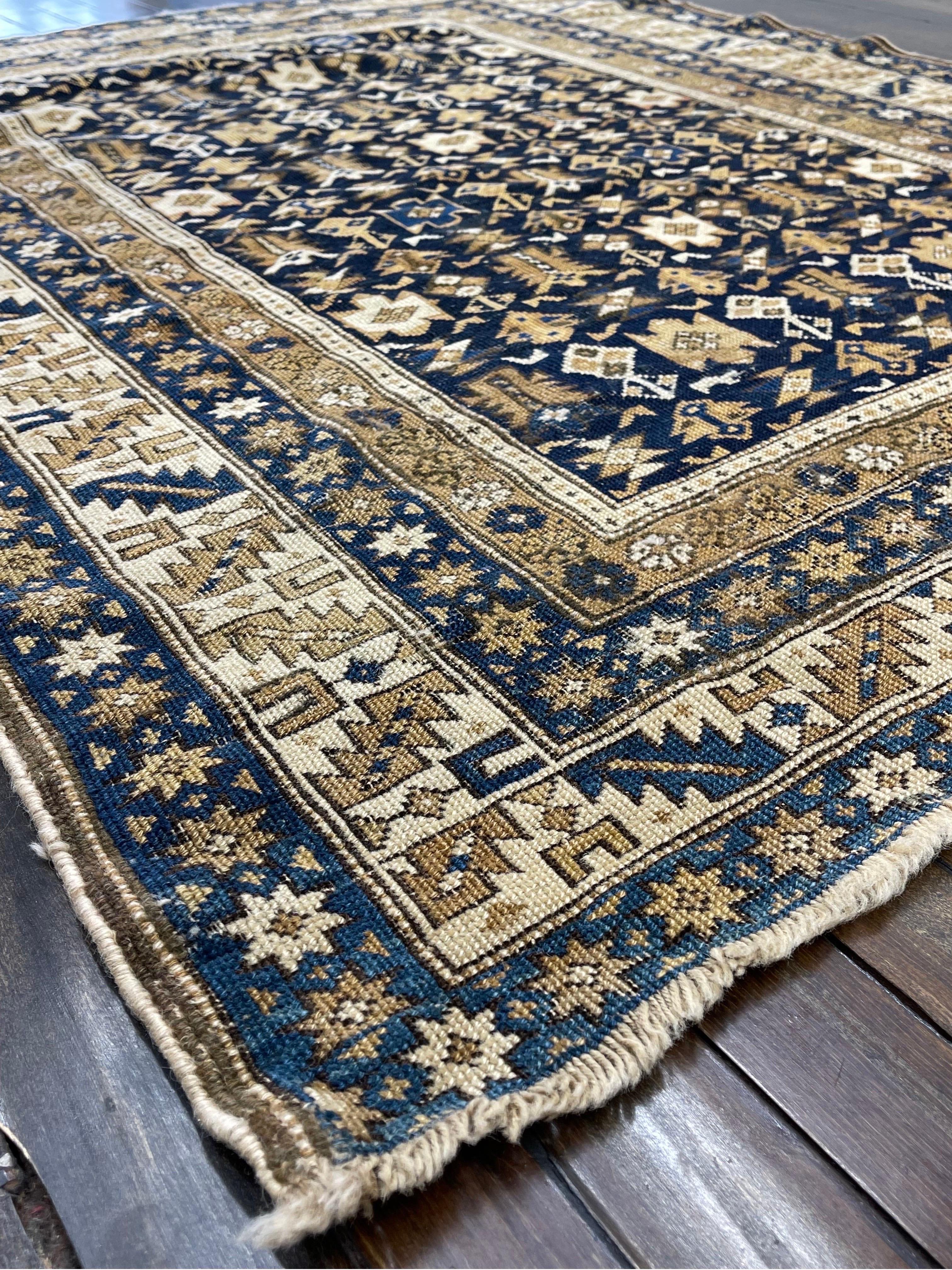Vegetable Dyed Antique Caucasian Shirvan Rug Circa 1900 For Sale