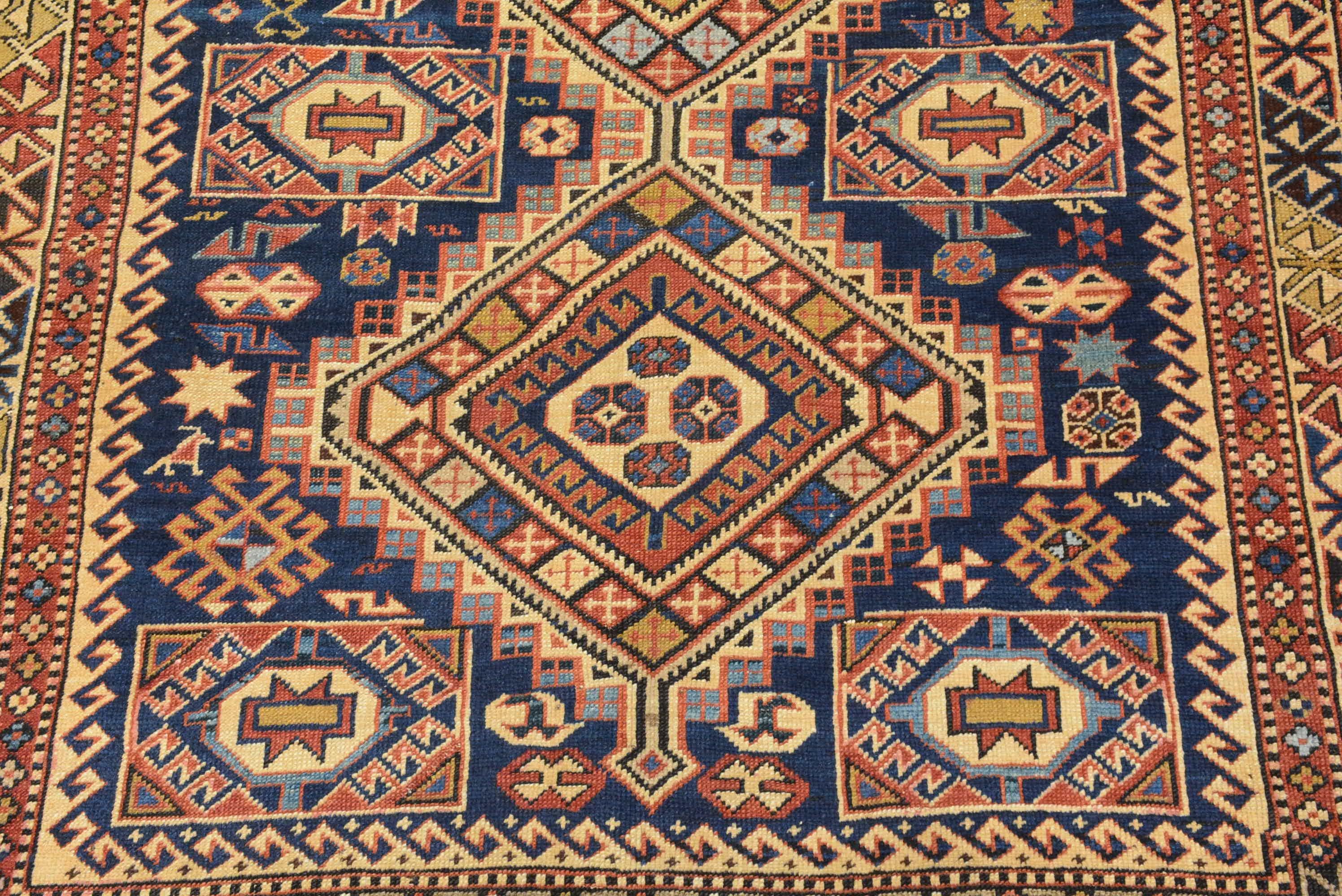 Vegetable Dyed Antique Caucasian Shirvan Rug For Sale