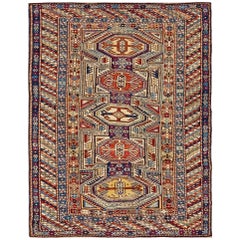 Antique Late 19th Century Caucasian Shirvan Carpet ( 3'5" x 4'5"- 104 x 134 cm )