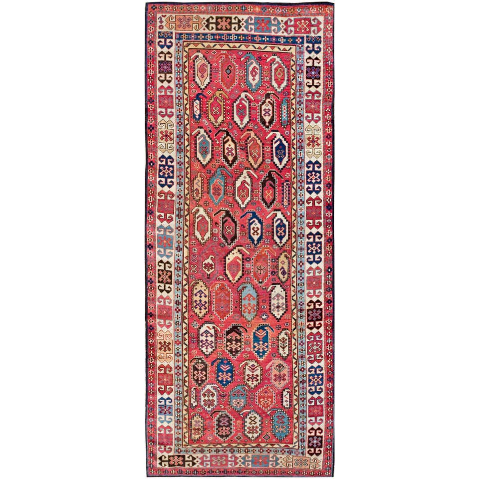 Antique Caucasian Shirvan Rug with All-Over Blossom Pattern and Vibrant ...