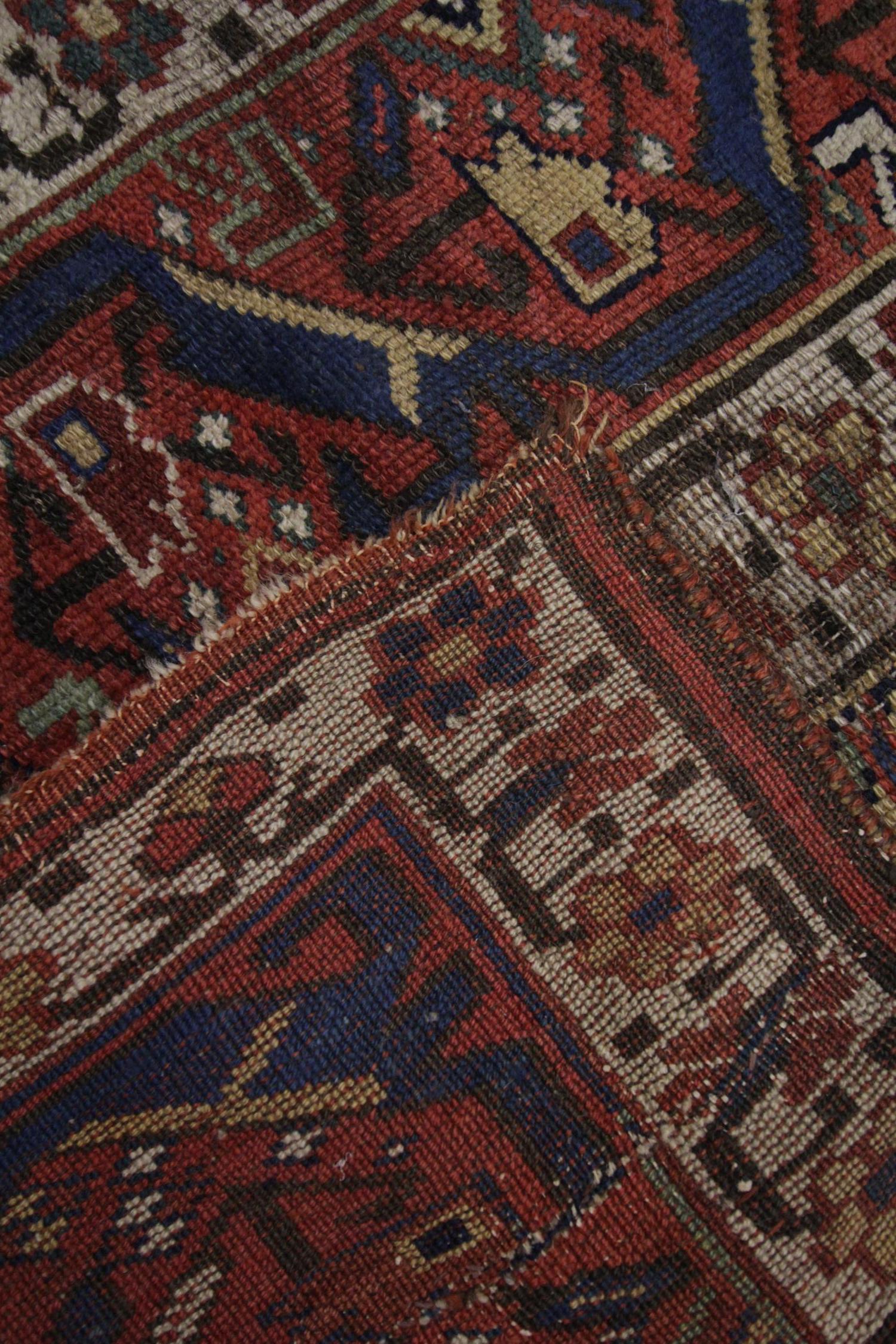 Antique Caucasian Shirvan Rug Handwoven Fragment Oriental Area Rug For Sale 1