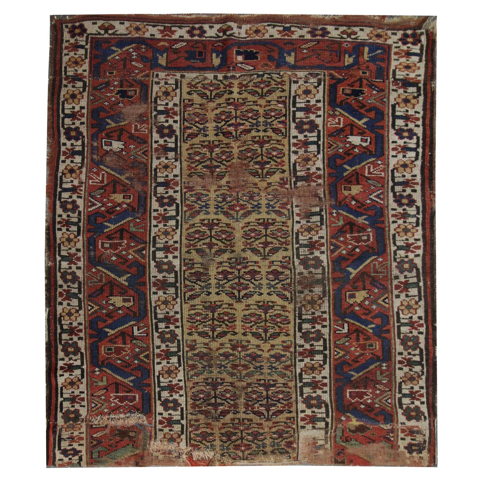 Antique Caucasian Shirvan Rug Handwoven Fragment Oriental Area Rug