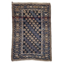 Antique Caucasian Shirvan Rug, Handwoven Wool, Geometric Pattern, 1800s, 4' x 7'