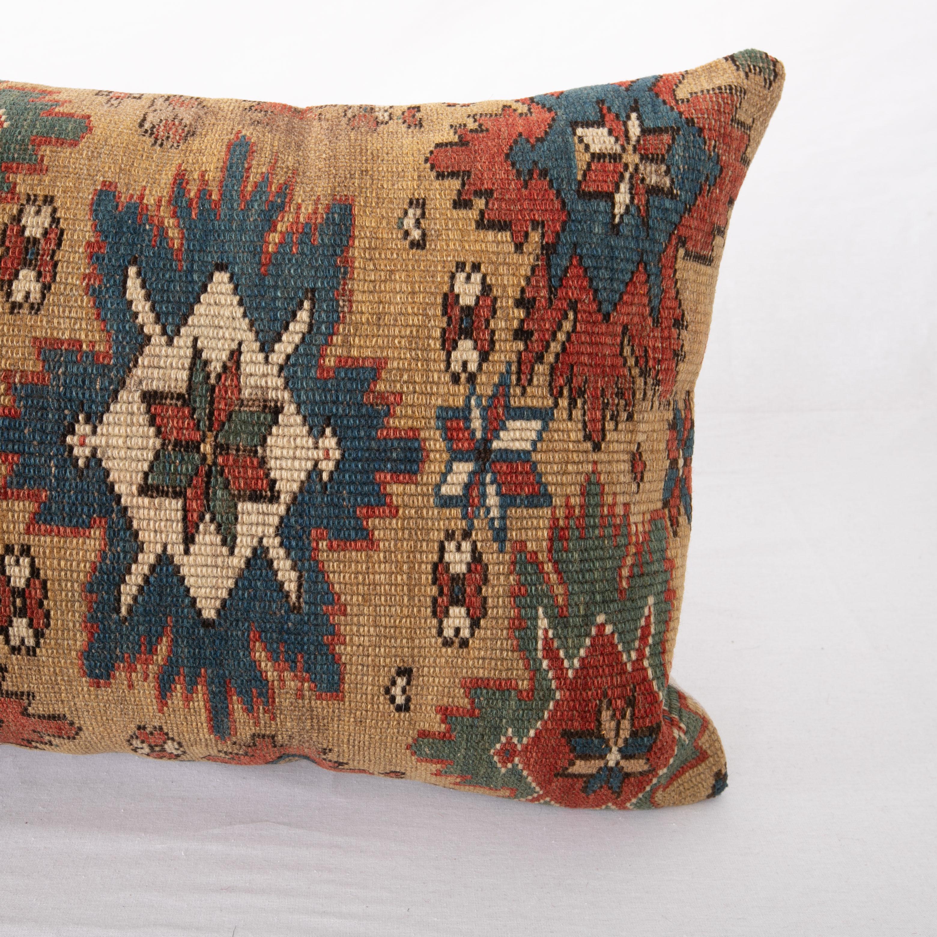 Antique Caucasian Shirvan Rug Pillow Late 19th C In Distressed Condition For Sale In Istanbul, TR