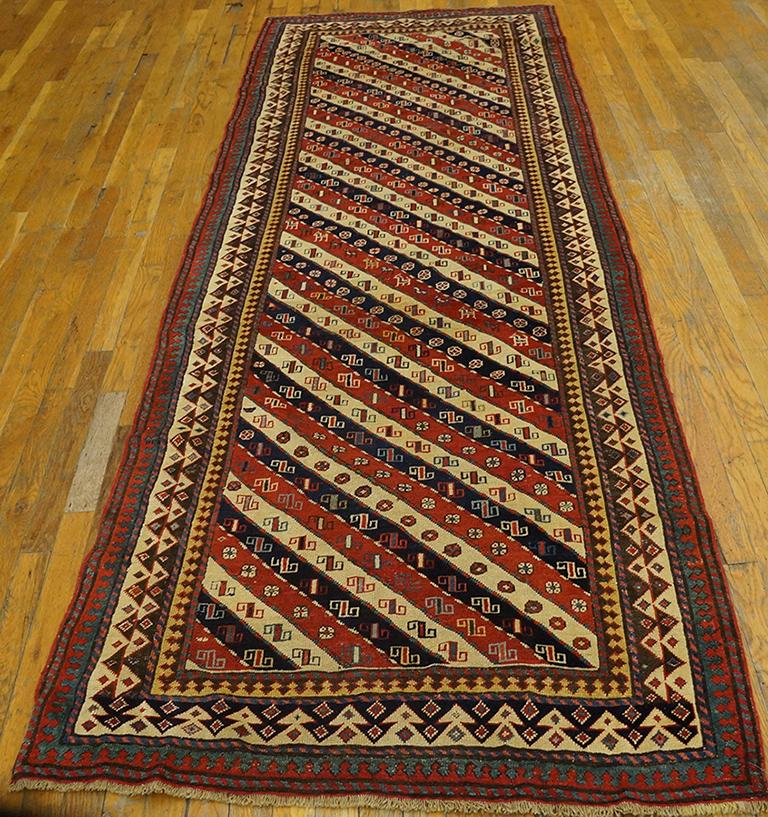 Kazakh Tapis de course caucasien Shirvan du 19ème siècle ( 3'4