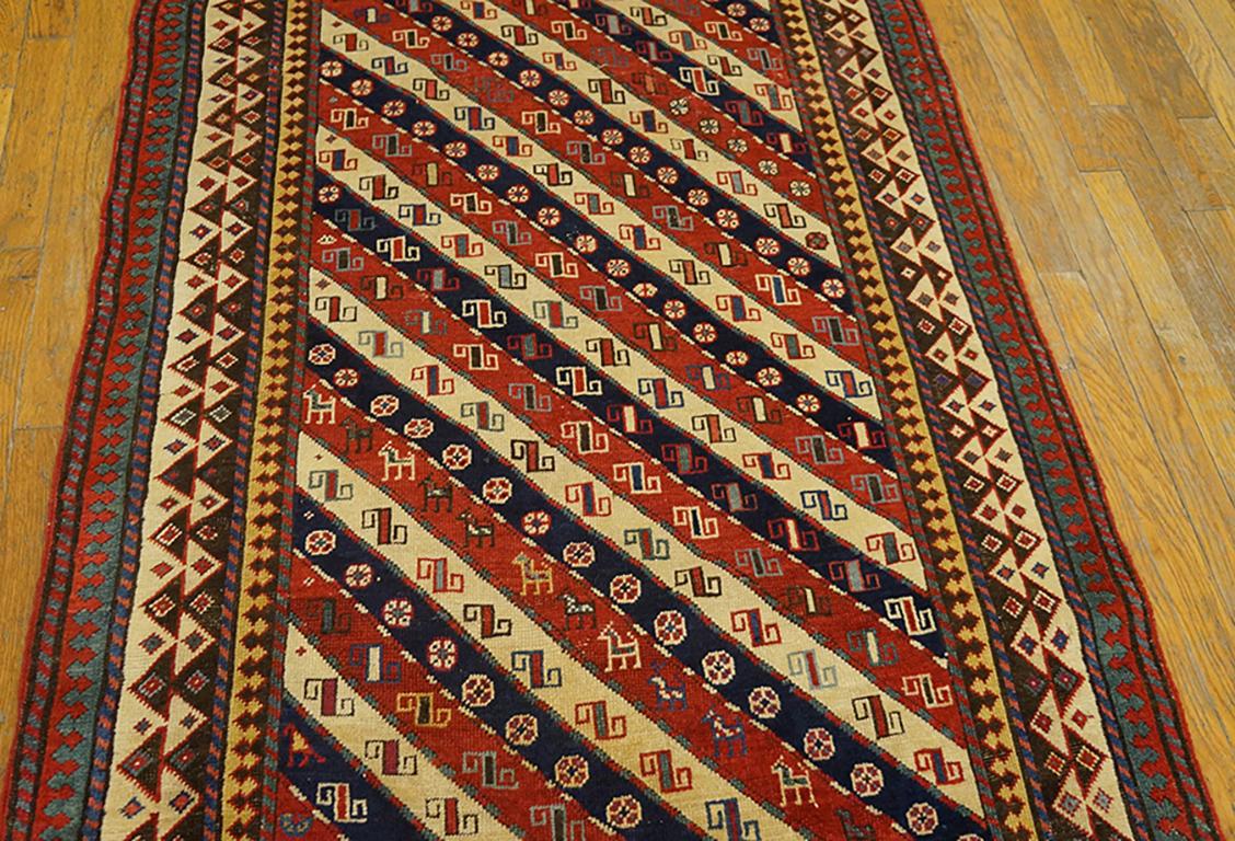 Tapis de course caucasien Shirvan du 19ème siècle ( 3'4