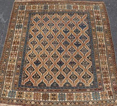 Antique Caucasian Shirvan Rug with Geometric Lattice Tribal Design Pattern