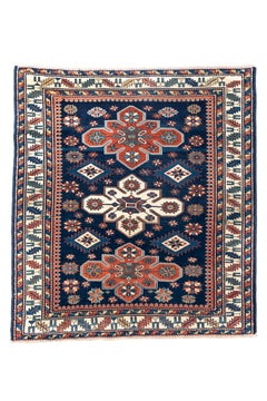 Antique Caucasian Shirvan Rug with Geometric Medallions