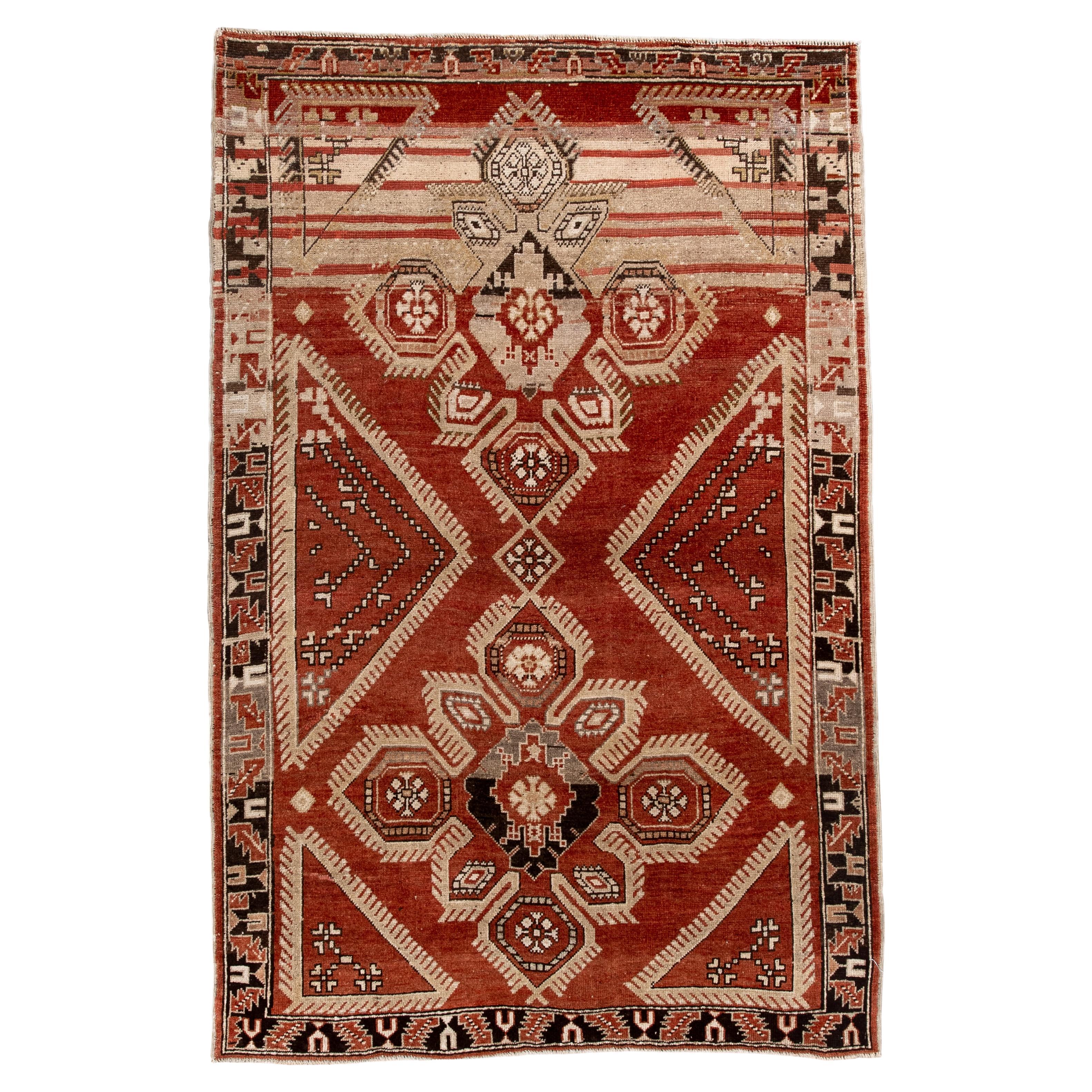 Antique Caucasian Shirvan Rug with Geometric Medallions